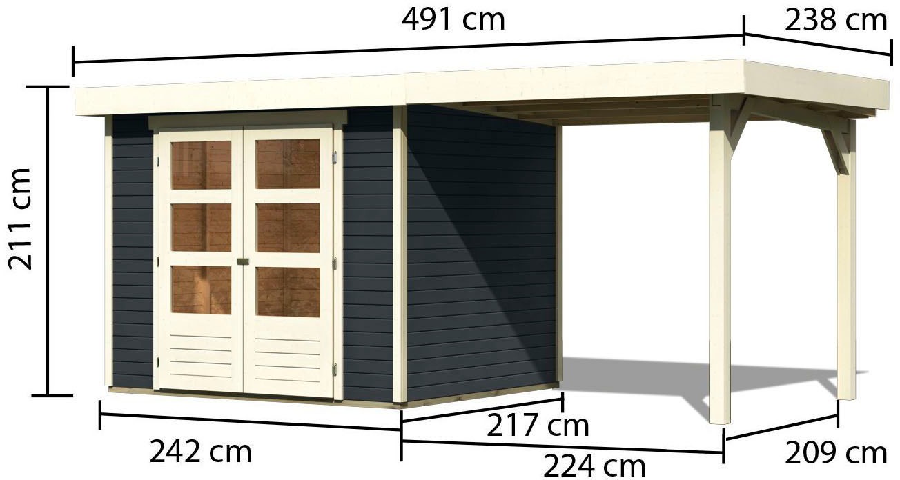 Karibu Gartenhaus »Askola 3«, mit Anbaudach