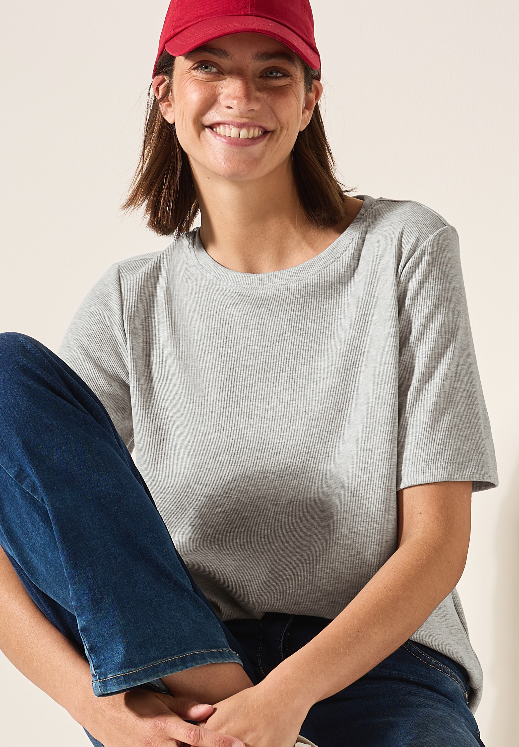 Cecil T-Shirt, mit feiner Ripp Struktur