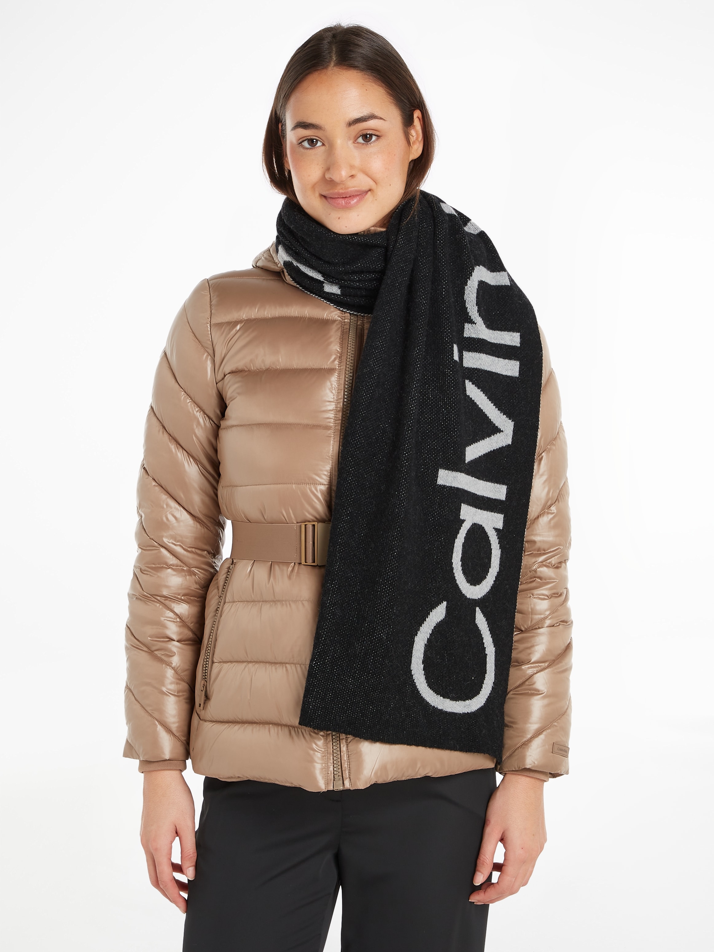 Calvin Klein Strickschal »LOGO REVERSO BAUR | mit Logoschriftzug SCARF bestellen großem TONAL 40X180«, online