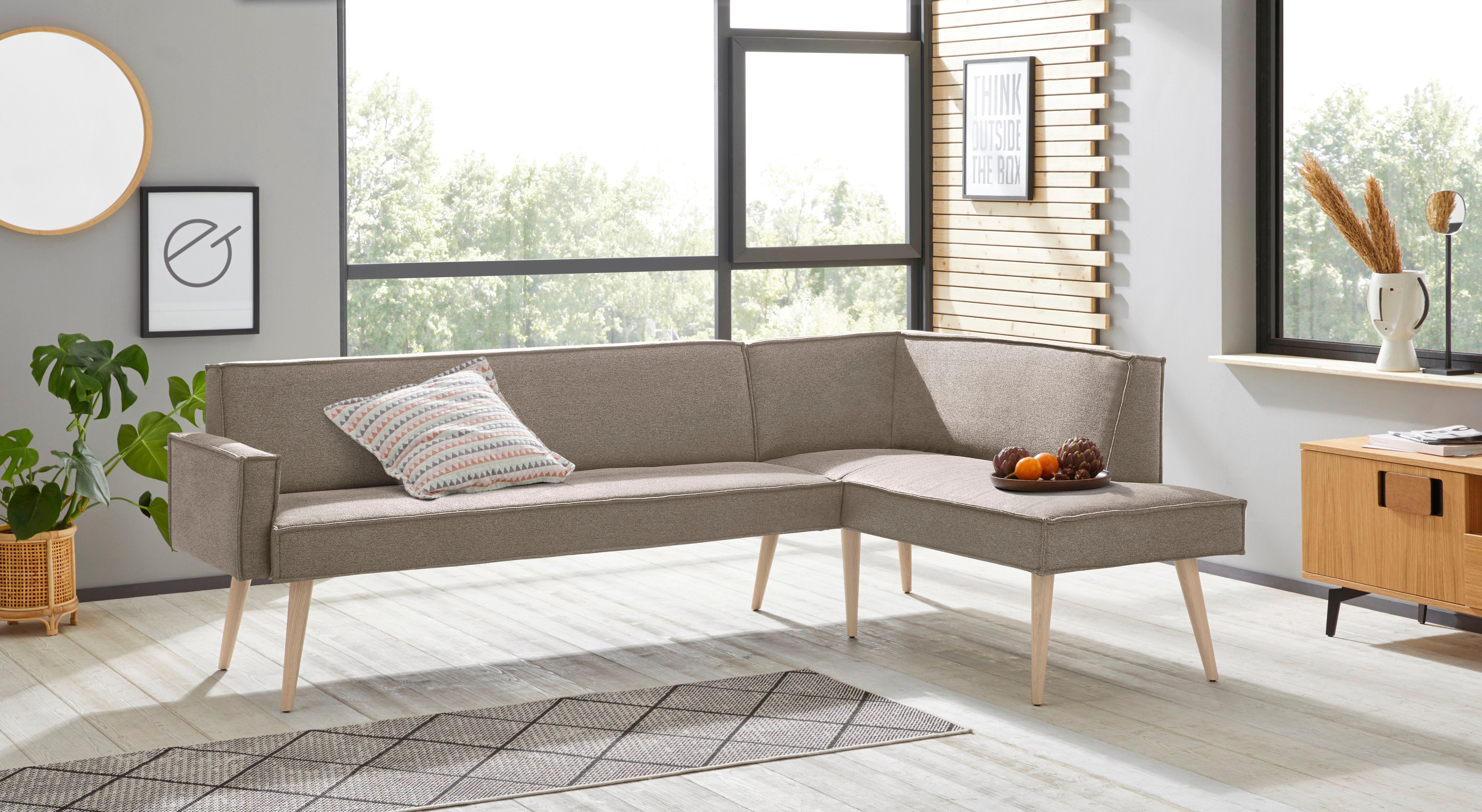 exxpo - sofa fashion "Lungo, moderne Kedernaht, bequem und elegant, hoher Holzfuß" hochwertige Detailverarbeitung, frei im Raum stellbar
