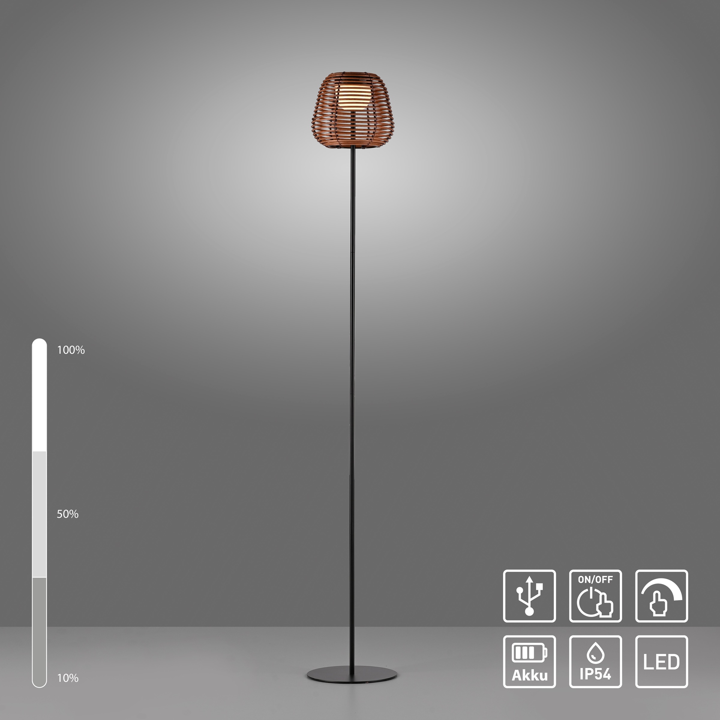 JUST LIGHT Stehlampe »ASKIA«, 1 flammig, Leuchtmittel LED-Modul | LED fest integriert, Akkuleuchte