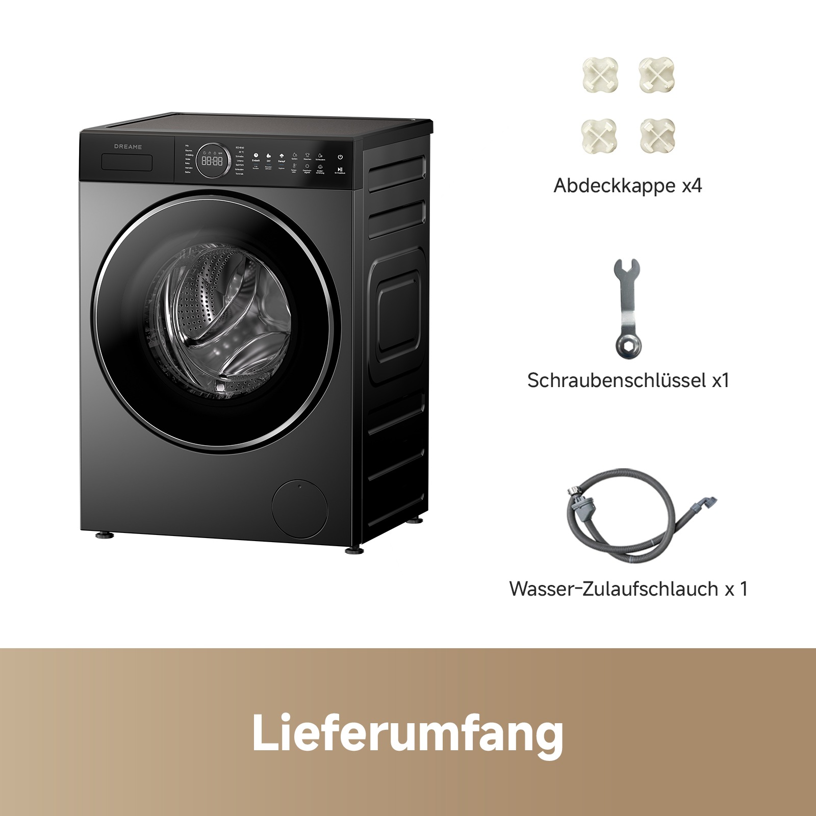 Dreame Waschmaschine »DWF09M70DAEU« 9 kg 1400 U/min Automatikpflege, Hygieneprogramm, Inverter-Motor