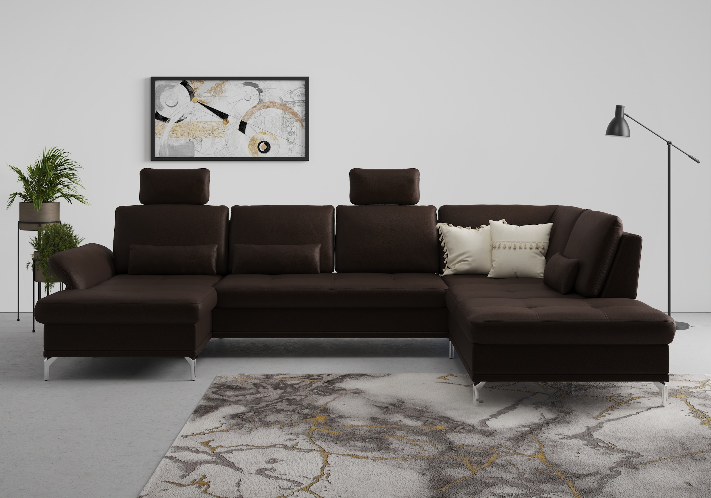 Home affaire Wohnlandschaft "Palm Beach U-Form" Federkern, mit Sitztiefenve günstig online kaufen