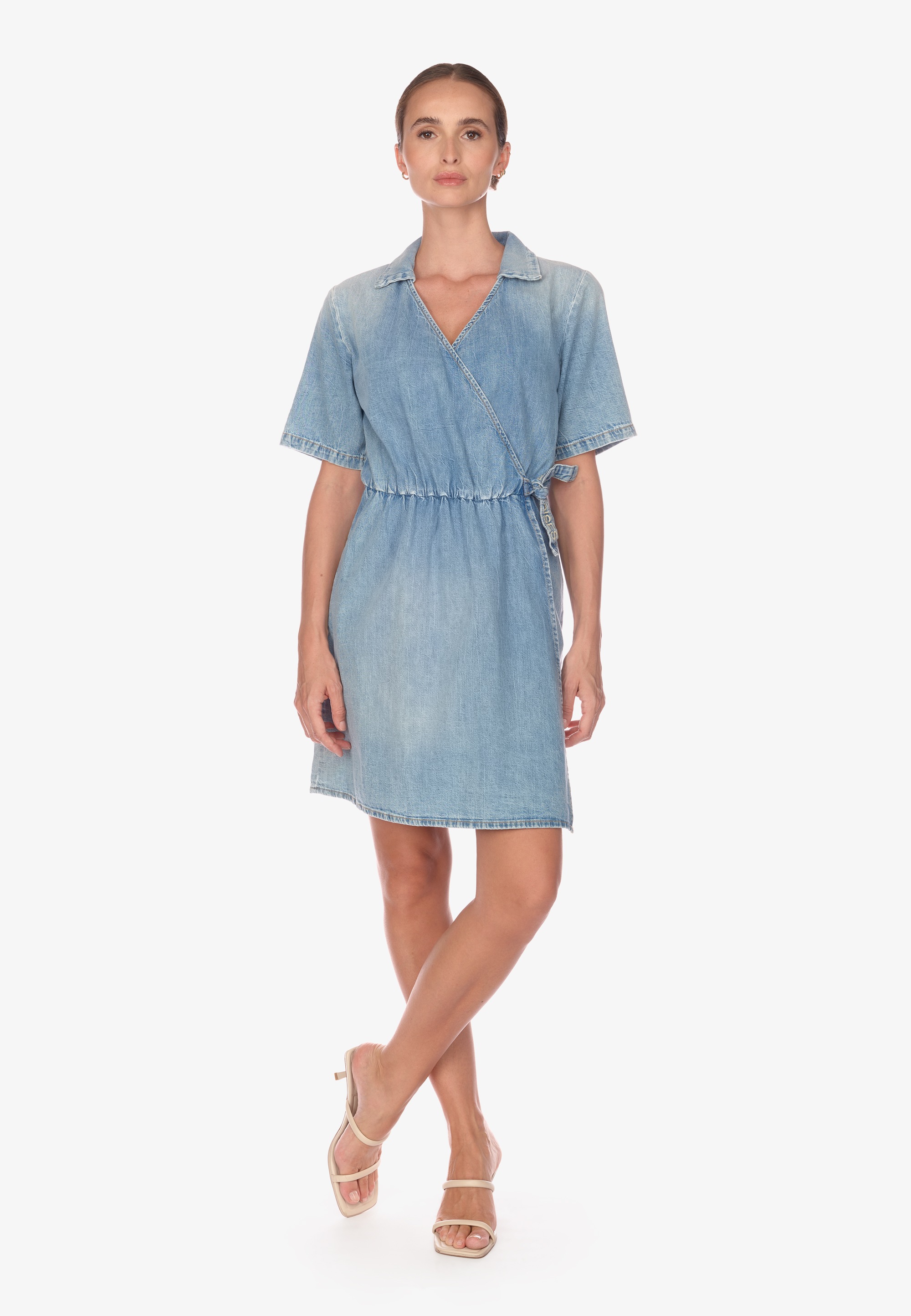 Le Temps Des Cerises Jeanskleid »FLOE«, in gewickeltem Design