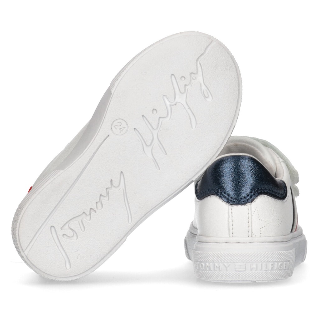 Tommy Hilfiger Sneaker »STRIPES LOW CUT VELCRO SNEAKER WHITE/BLUE« mit Klettverschluss JW10513