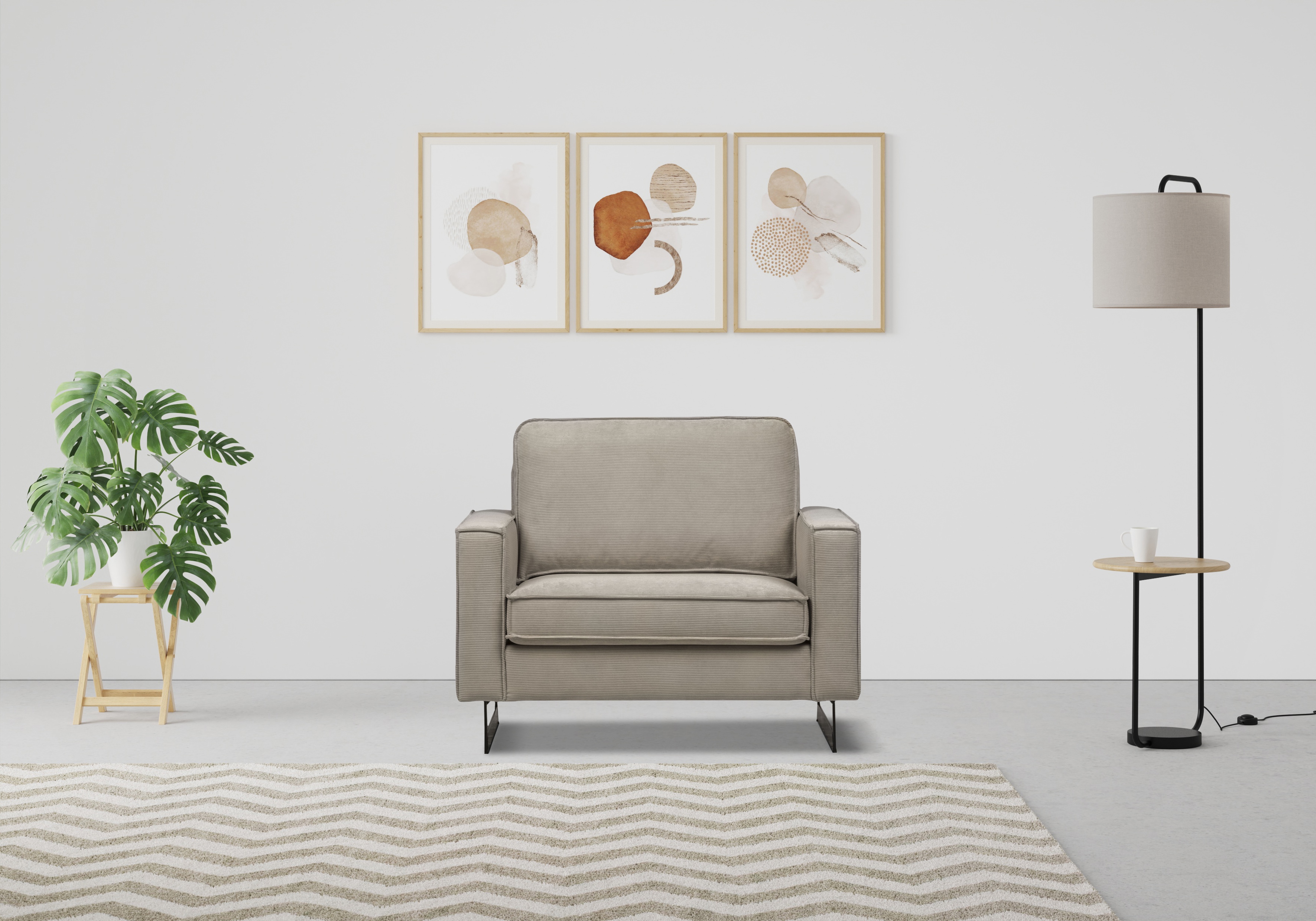 OTTO home Loveseat "Pinto 105 cm, Cord, Chenille, Lederoptik" mit Keder, Metallfüßen und auch in Cord Bezug erhältlich