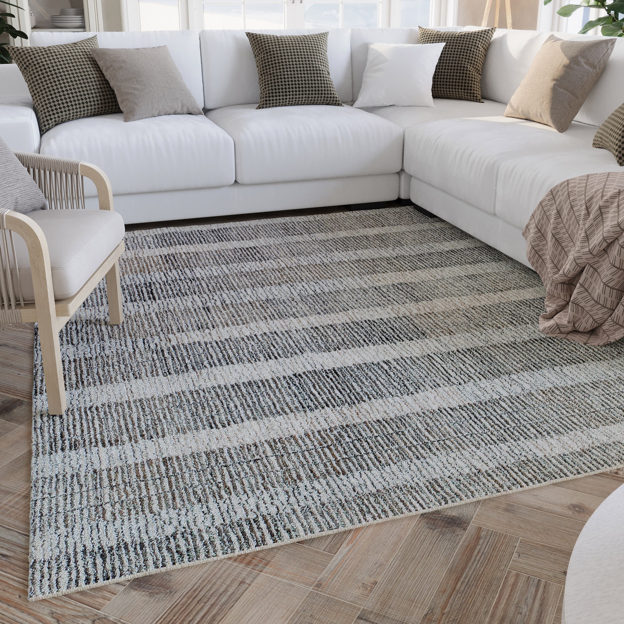 Wecon home Teppich »Hamptons FORTY«, rechteckig, 11 mm Höhe, Läufer, Fasermix, Kurzflor, Wohnzimmer, Schlafzimmer, Streifen Muster
