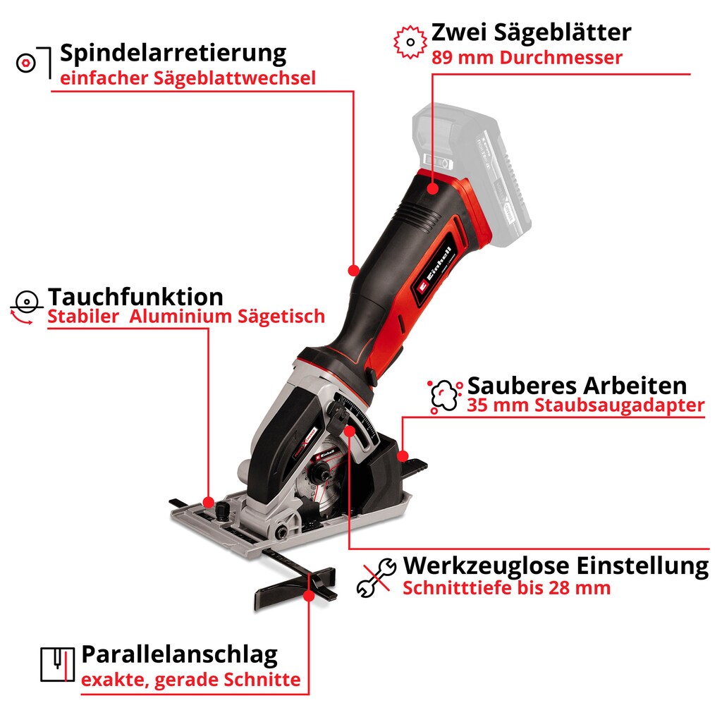 Einhell Akku-Handkreissäge »TE-CS 18/89 Li - Solo«