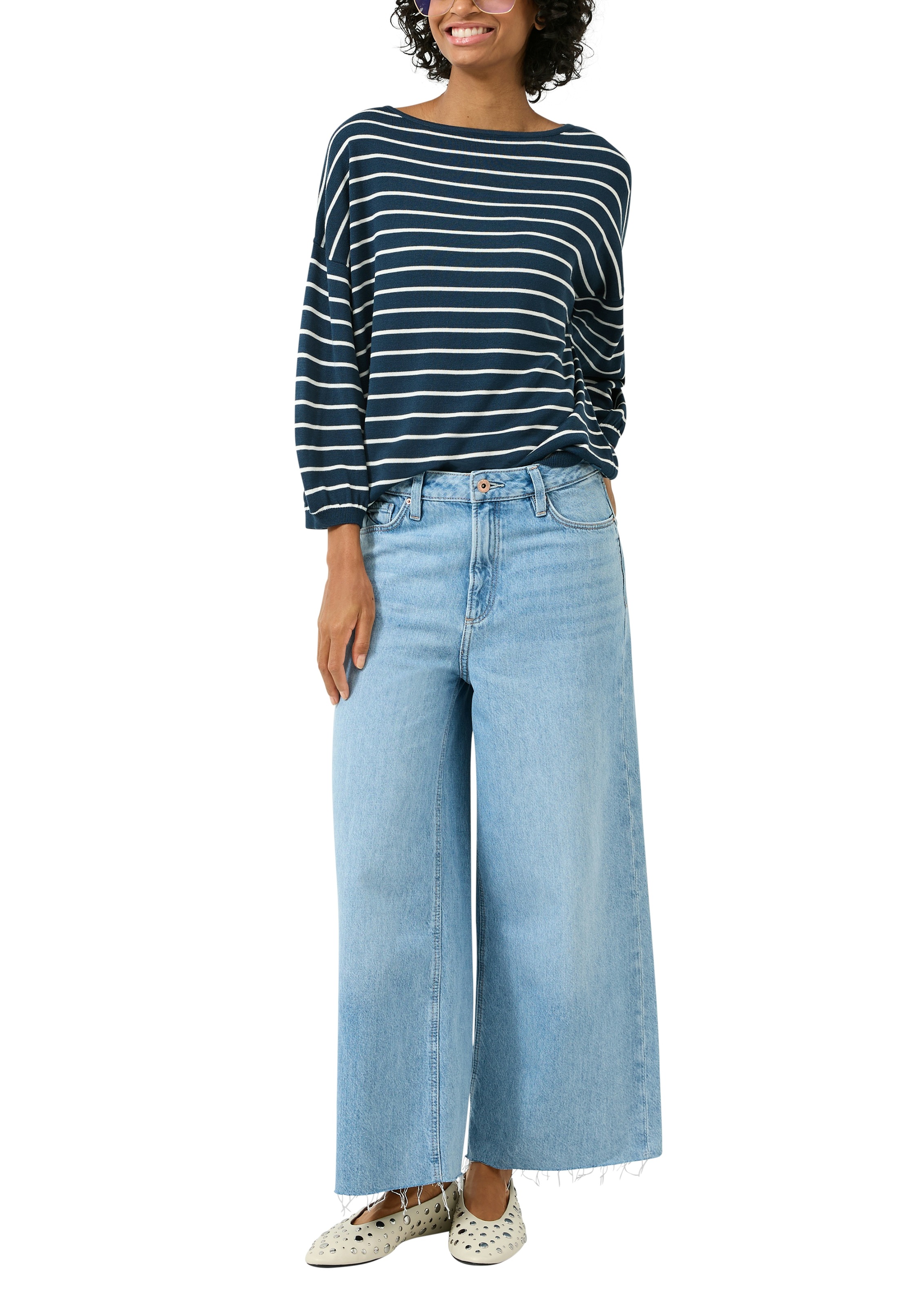 QS 3/4 Arm-Pullover gestreift, mit Viskose