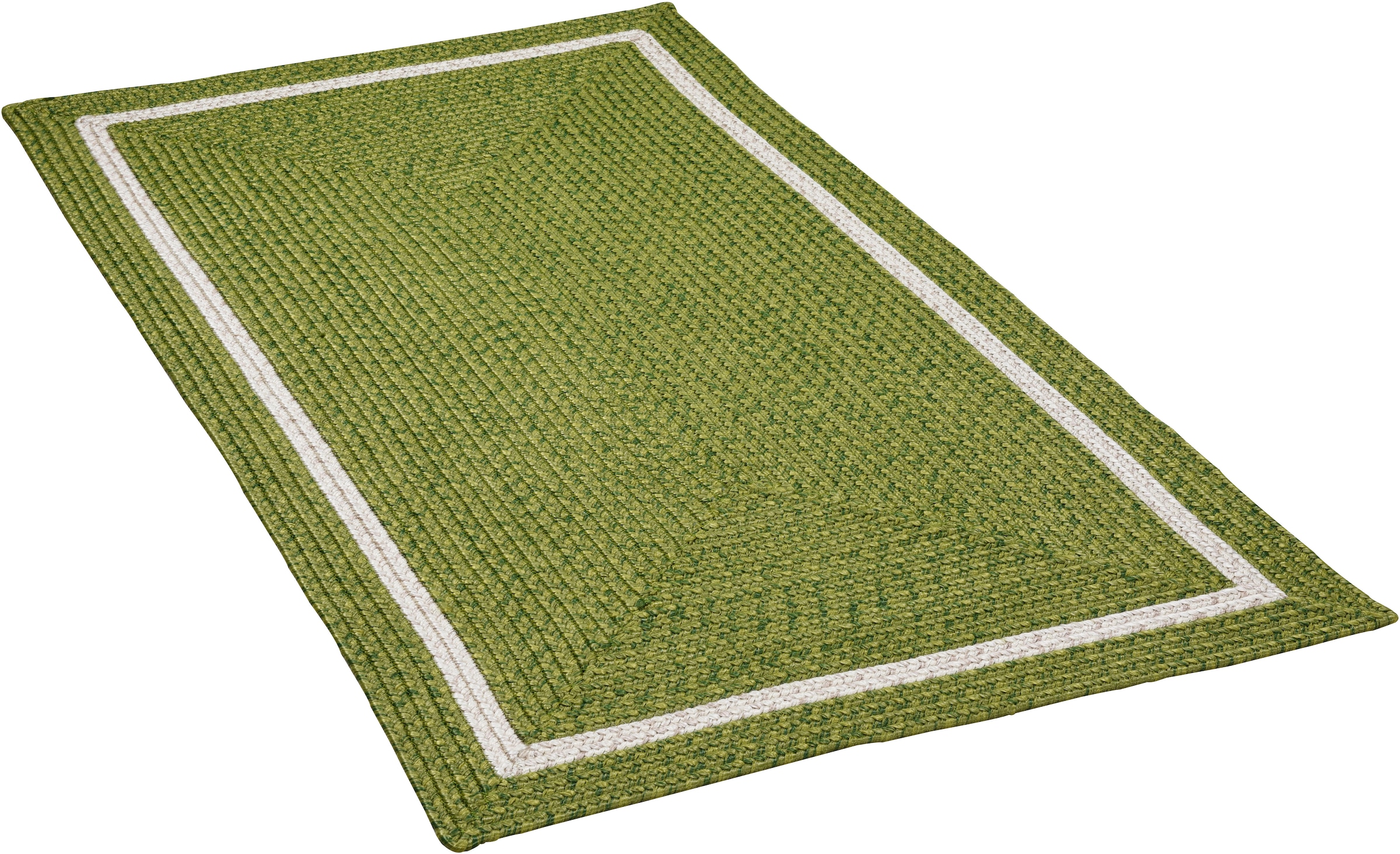 Gino Falcone Teppich "Benito" rechteckig 6 mm Höhe Flachgewebe, Uni Farben, mit Bordüre, In- und Outdoor geeignet