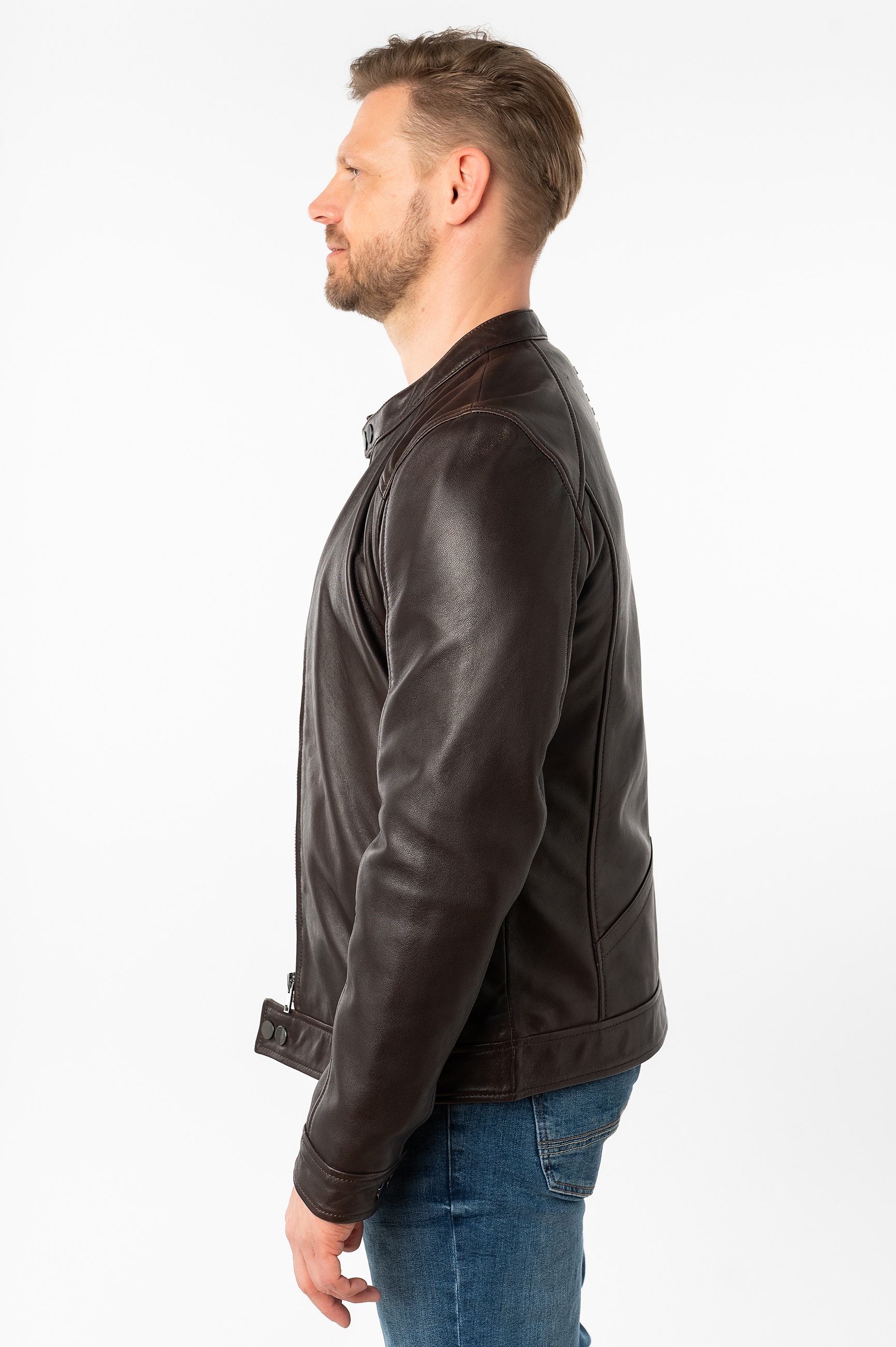 Mauritius Lederjacke "MMTibor SF", kurzer Kragen mit Druckknöpfen günstig online kaufen