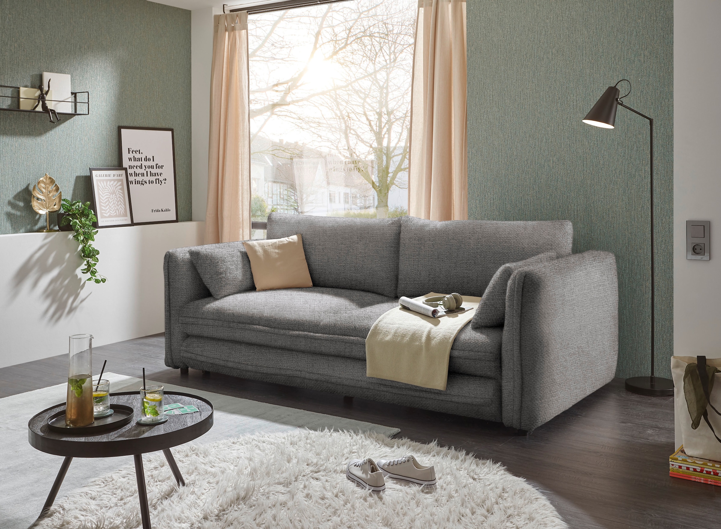 ED EXCITING DESIGN Schlafsofa »Stanley«, mit Bettkasten & 2 Zierkissen