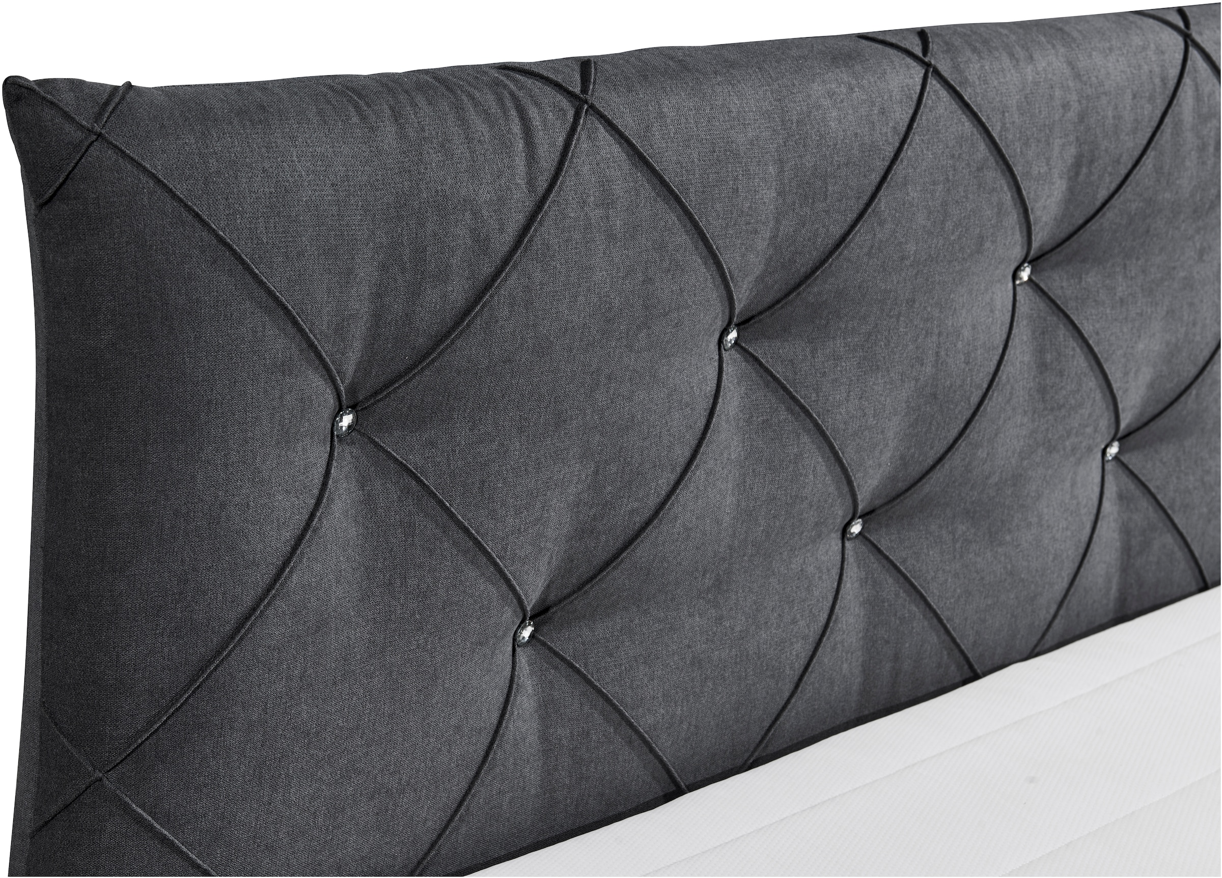 ED EXCITING DESIGN Boxspringbett »Villano«, mit Strasssteinen, Breite: 180cm, mit Bettkasten, inkl. Topper