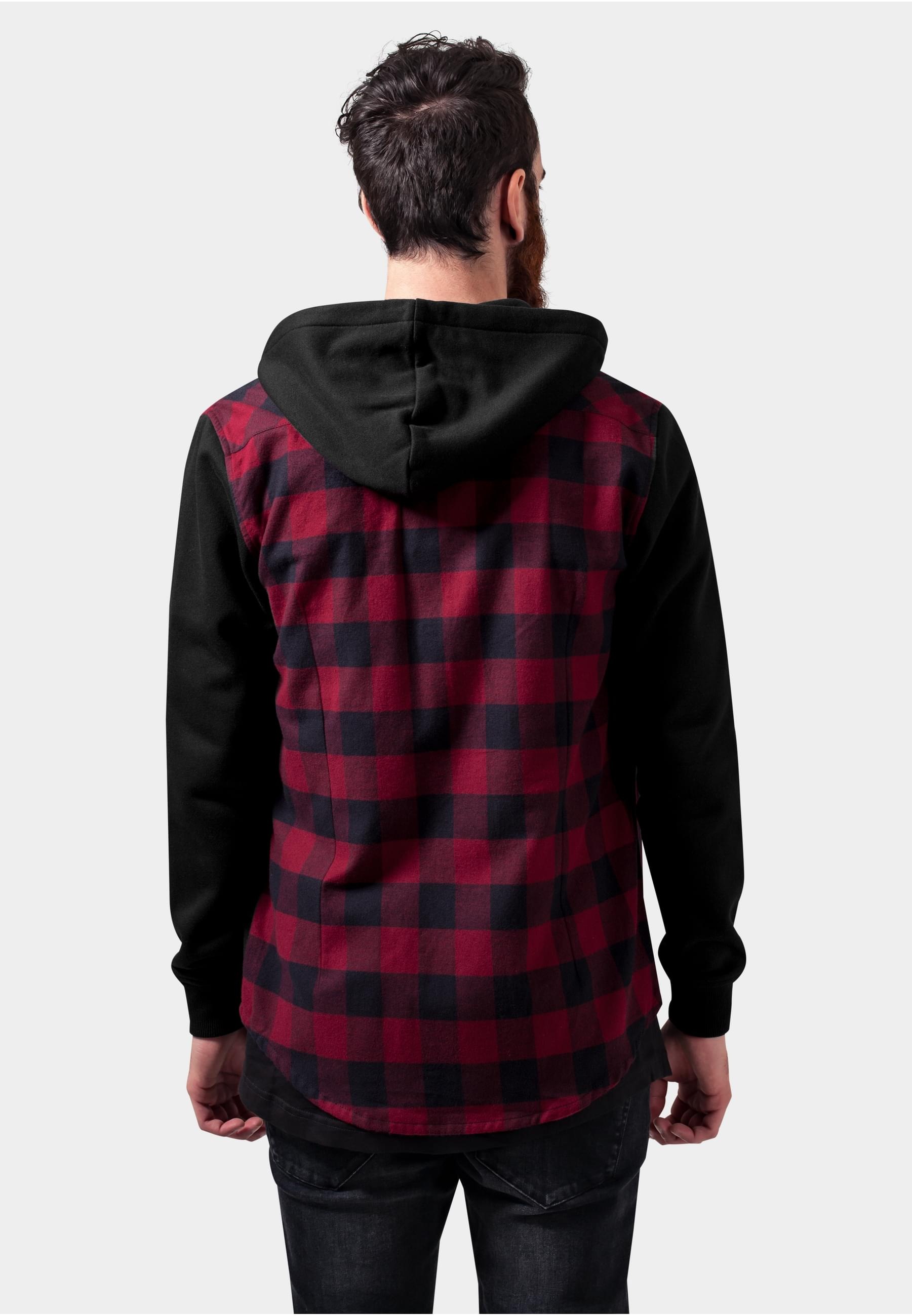 URBAN CLASSICS Shirtjacke »Herren Hooded Checked Flanell Sweat Sleeve Shirt«, (1 tlg.)