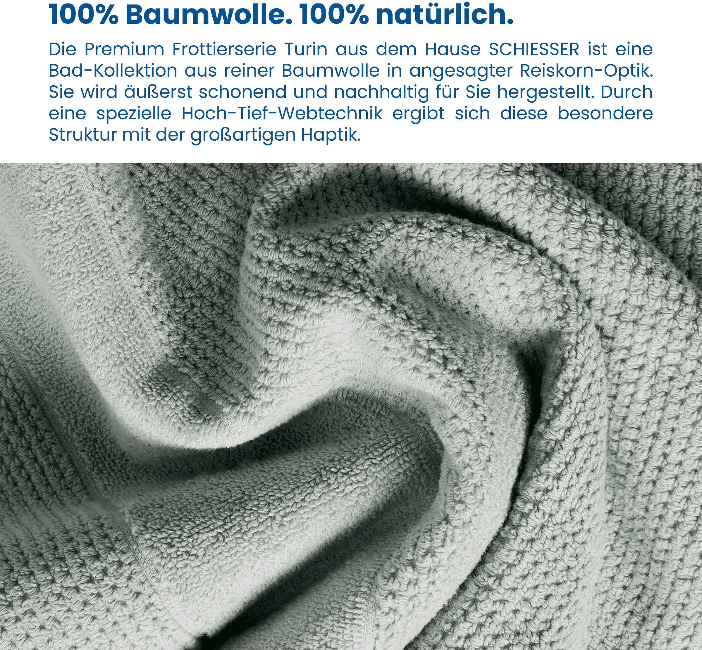 Schiesser Handtücher »Schiesser Duschtücher Turin | (2 2er aus 100% Set St.), Reiskorn-Optik im BAUR Baumwolle«