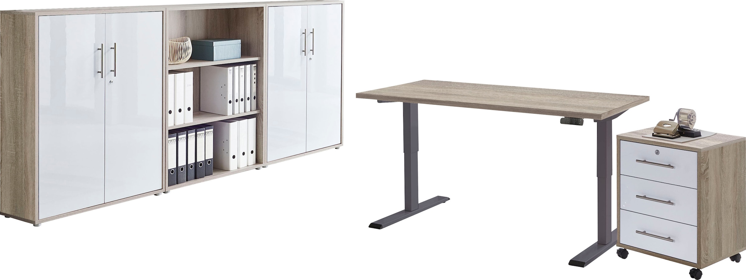 BMG Möbel Büromöbel-Set »Tabor«, (Set, 5 St.), mit elektrisch  höhenverstellbarem Schreibtisch kaufen | BAUR