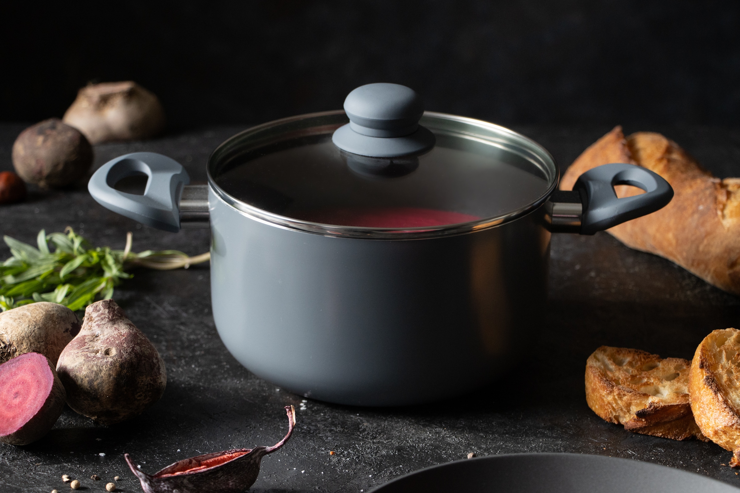 Elo Topf-Set »Rhino Topfset 4-teilig«, Aluminium, (Set, 7 tlg.), Hitzeisolierende Softtouch Griffe