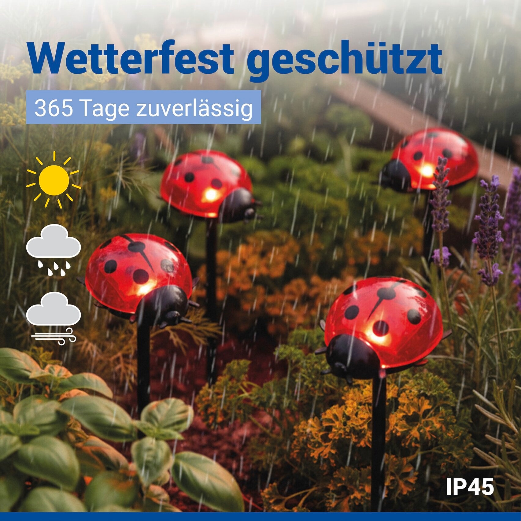 Maximex LED Gartenleuchte »Modell Marienkäfer« 4 Stk. Warmweiß Beetstecker, solarbetriebene Gartenbeleuchtung, leuchtet bis zu 10 Std