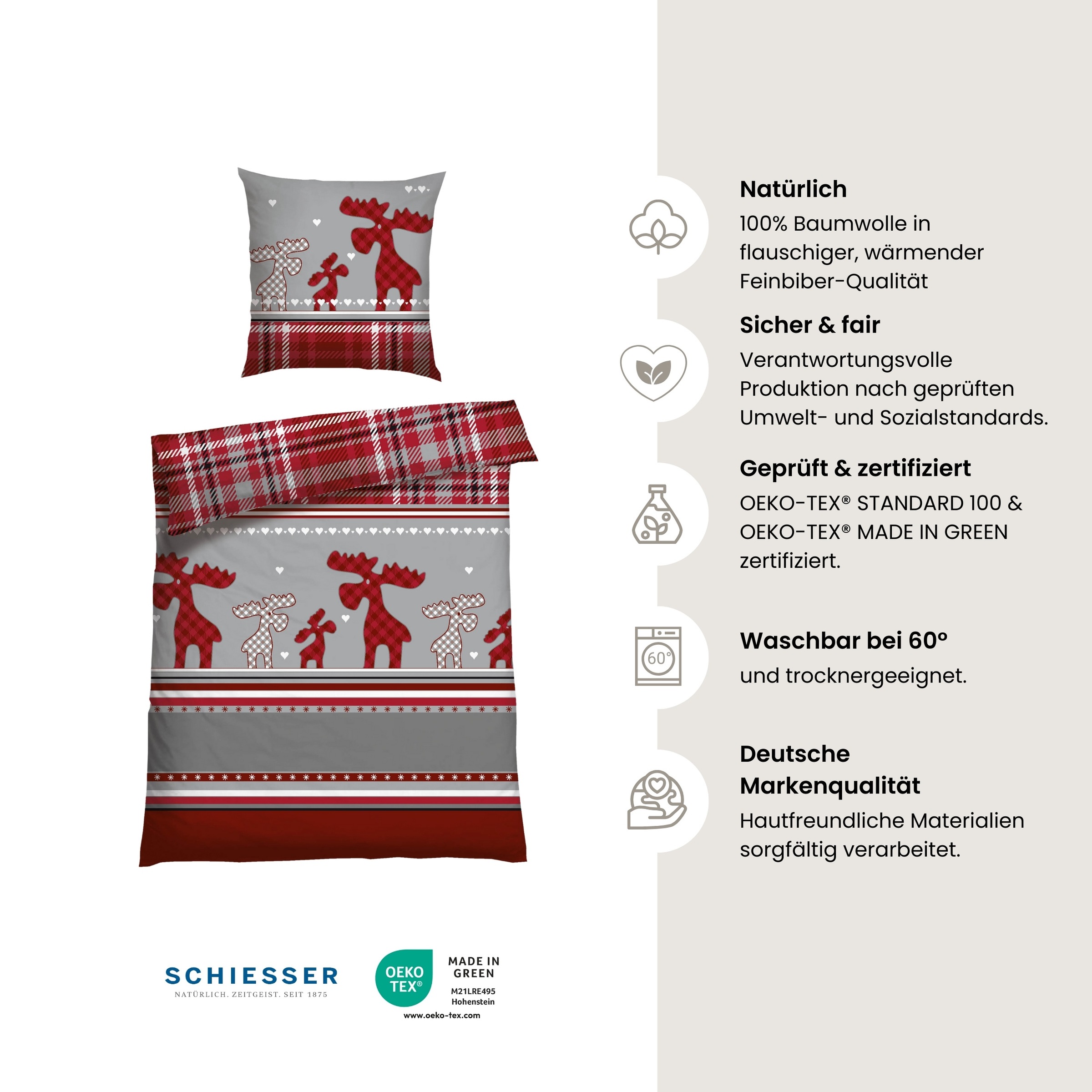 Schiesser Bettwäsche "Salous aus weichem Baumwollflanell mit Winterprint" 2 günstig online kaufen