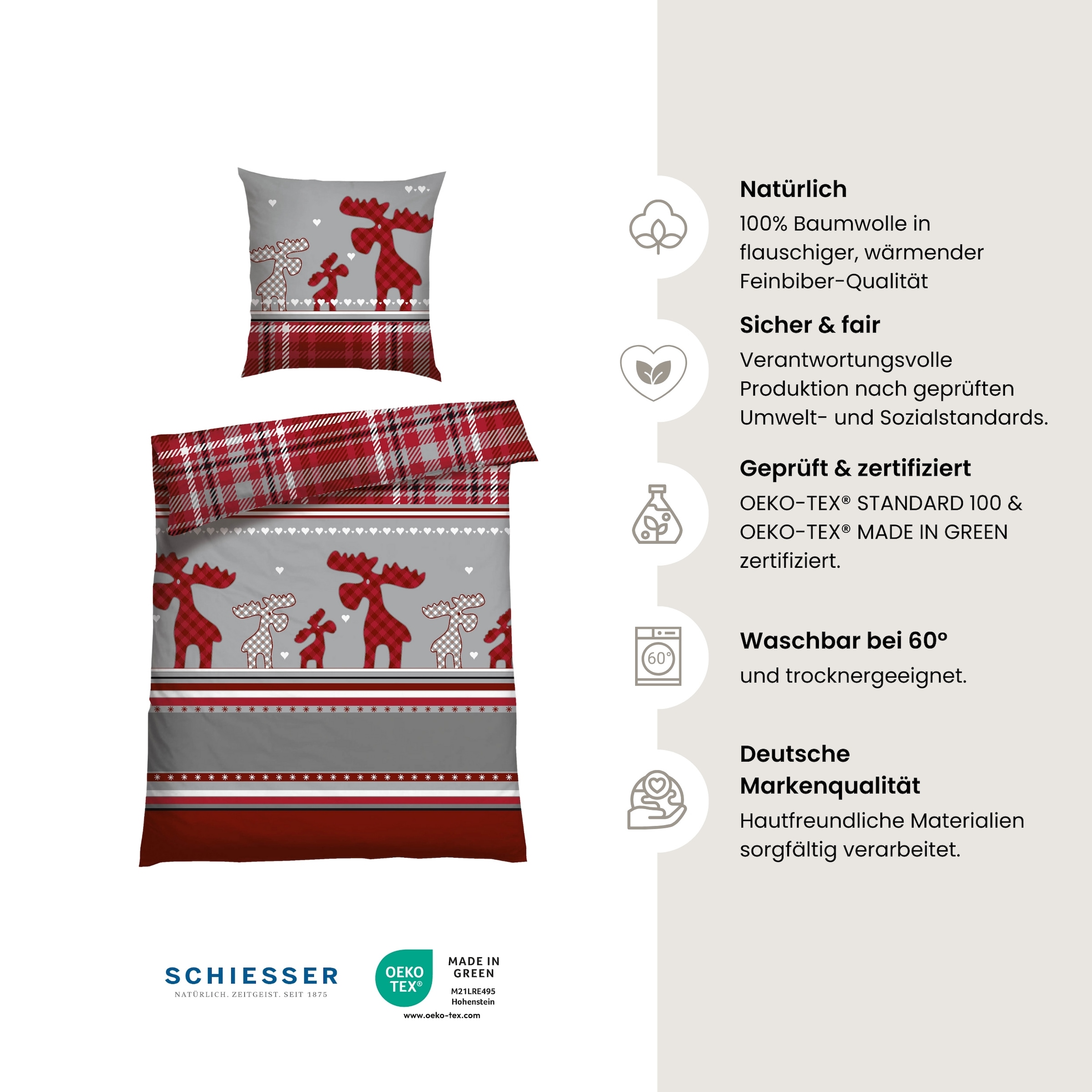 Schiesser Bettwäsche "Salous aus weichem Baumwollflanell mit Winterprint" 2 günstig online kaufen