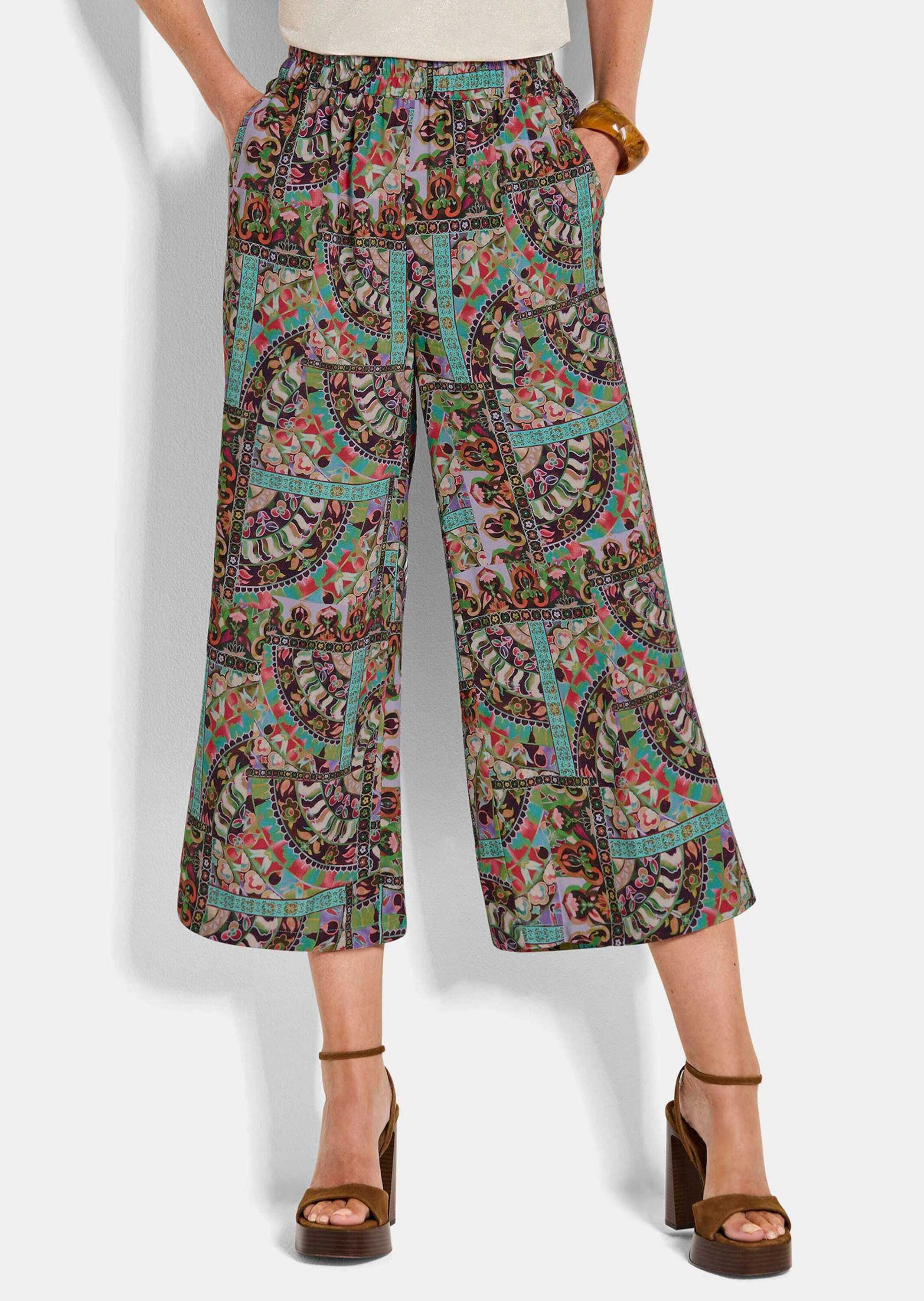 GOLDNER Schlupfhose »Weite Hose VERA mit Patch-Print«
