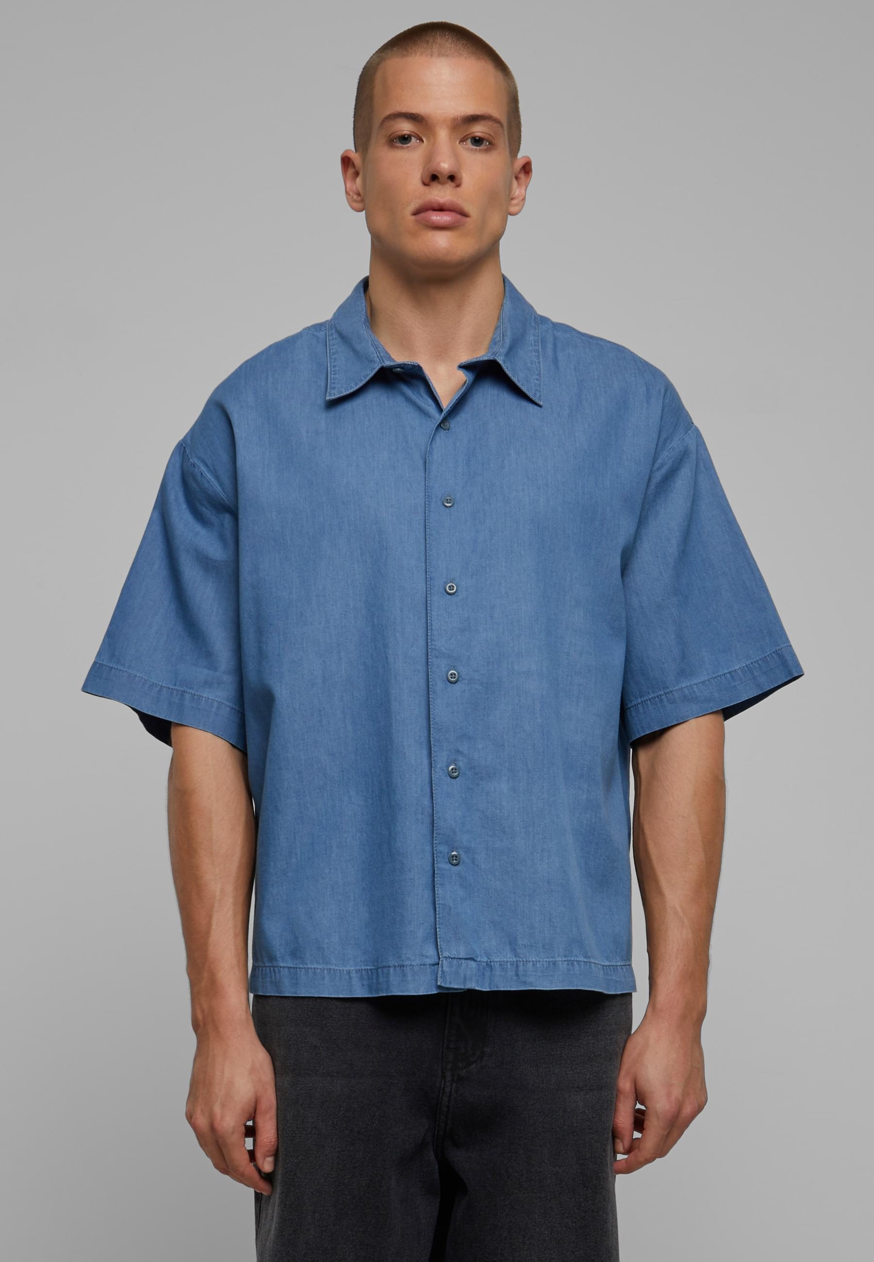 URBAN CLASSICS Langarmhemd »Urban Classics Herren Lightweight Denim Shirt«, (1 tlg.)