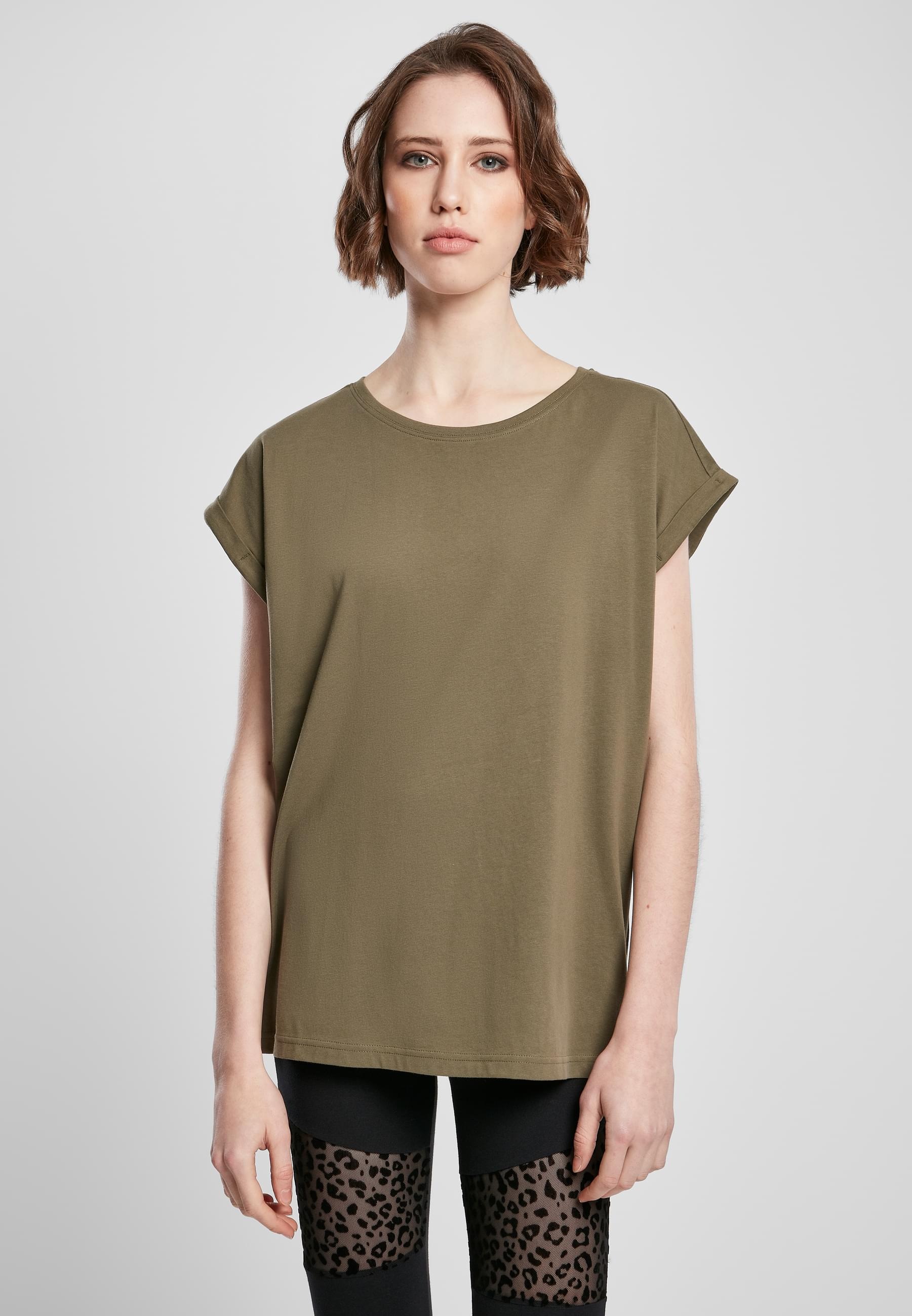 URBAN CLASSICS Kurzarmshirt »Urban Classics Damen Ladies Organic Extended Shoulder Tee«, (1 tlg.)