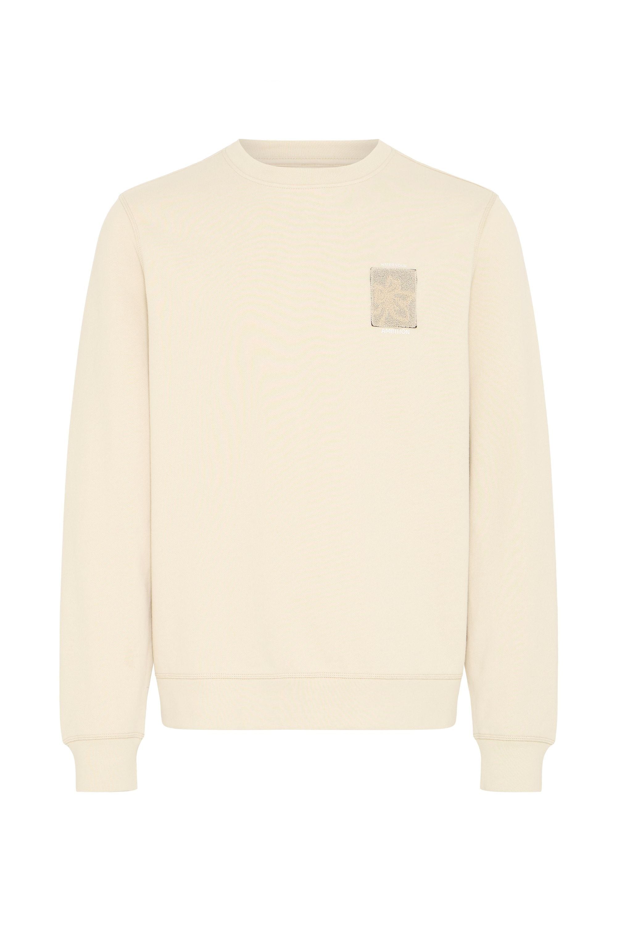 Rundhalspullover BLEND "BHFelica", Herren, Gr. S, oyster grau, Sweatware, 100% Baumwolle, unifarben, Basic, normal normal, Rundhals, Pullover Rundhalspullover, Klassisches Sweatshirt mit Stickerei