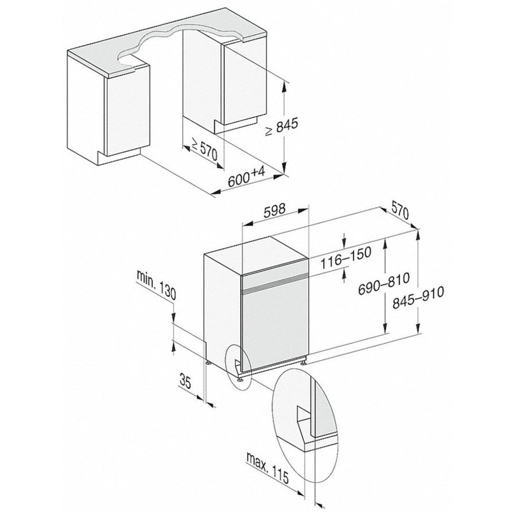 Miele teilintegrierbarer Geschirrspüler »G 5215 i XXL Active Plus«, G 5215 i XXL Active Plus, 13 Maßgedecke, XXL-Geschirrspüler