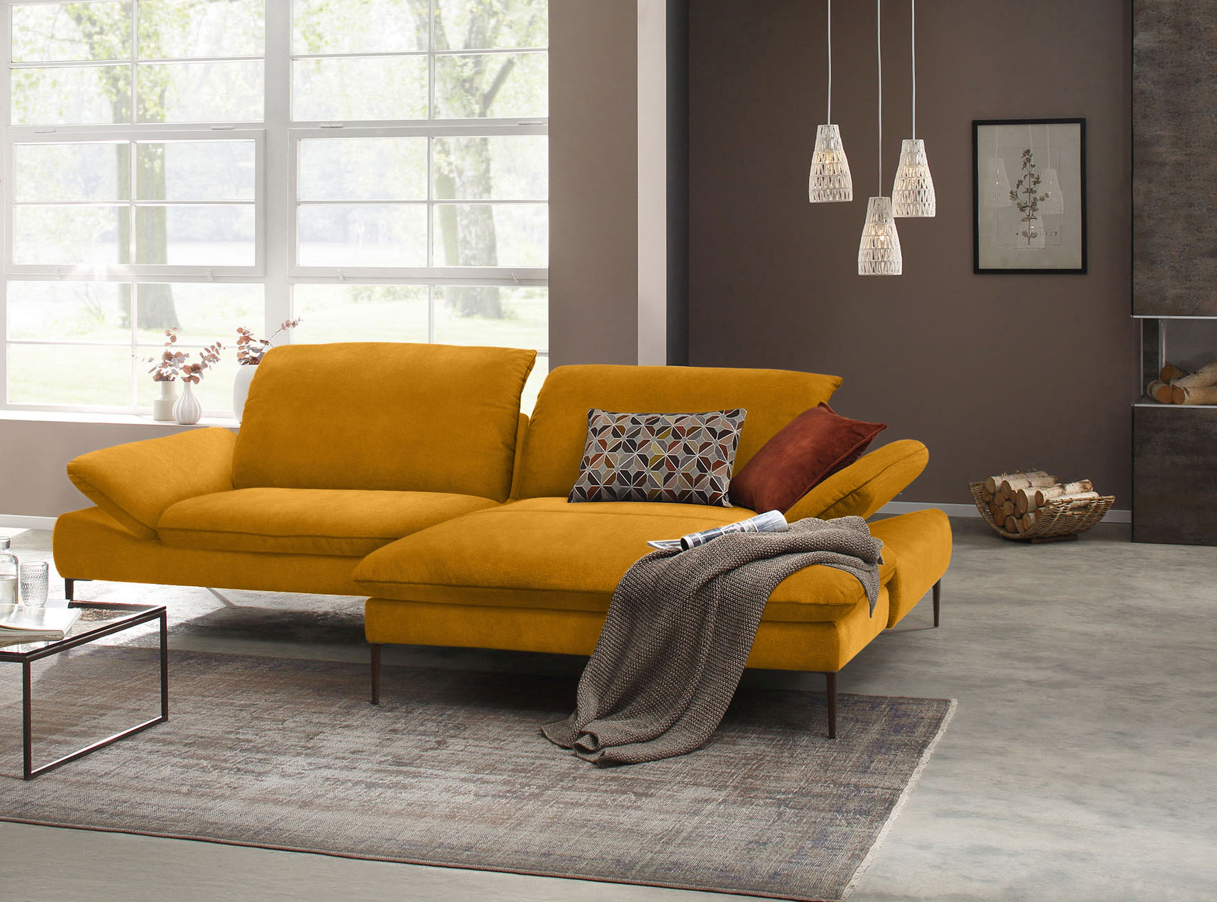 W.SCHILLIG Ecksofa "enjoy&MORE, Designsofa, elegant und bequem, L-Form" Sitztiefenverstellung, Füße bronze pulverbeschichtet, Breite 294 cm