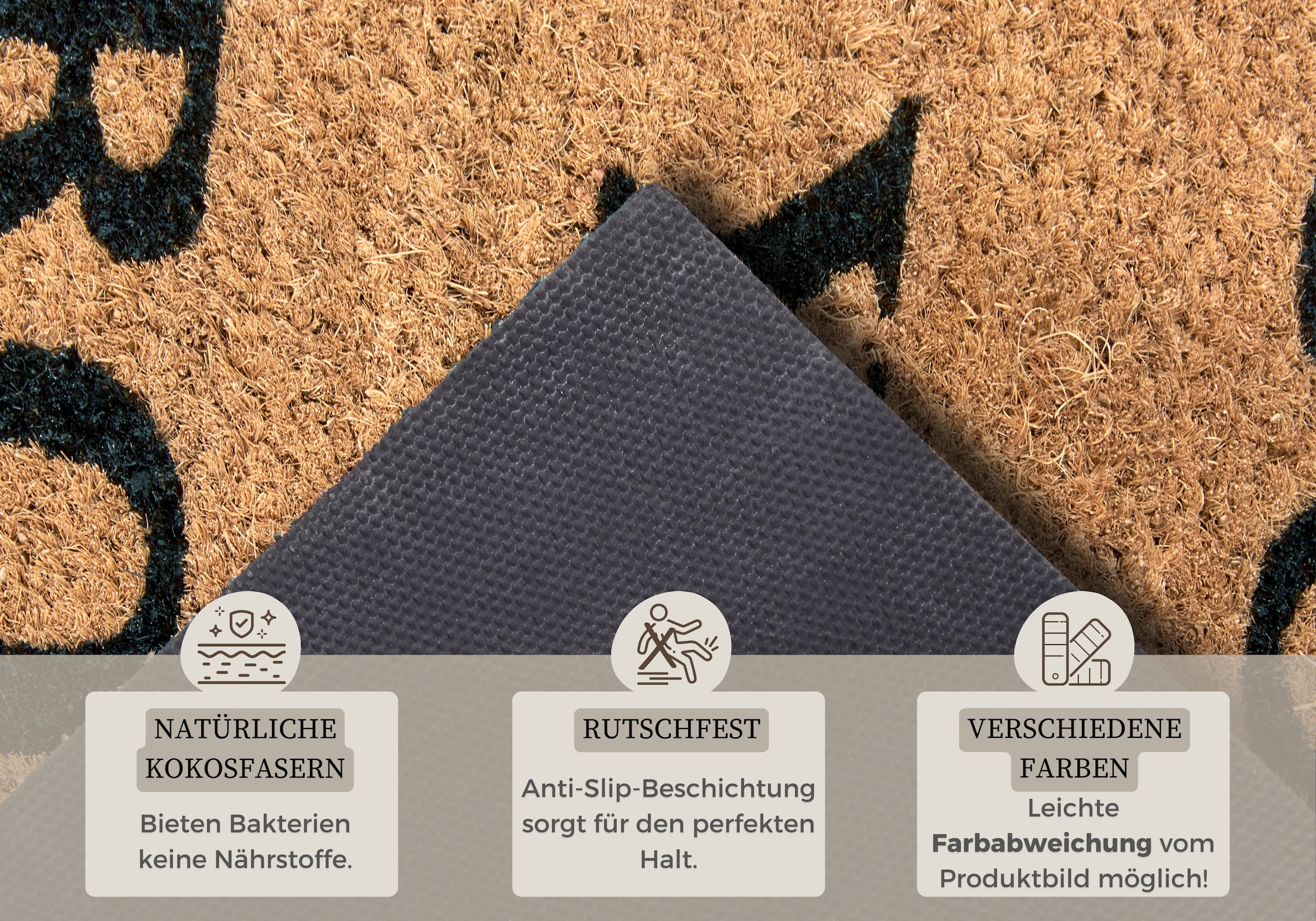 HANSE Home Fußmatte »Mix Mats Kokos Prosecco, Türmatte«, rechteckig, 15 mm Höhe, Kokos, Schmutzfangmatte, Outdoor, Rutschfest, Innen, Kokosmatte, Flur