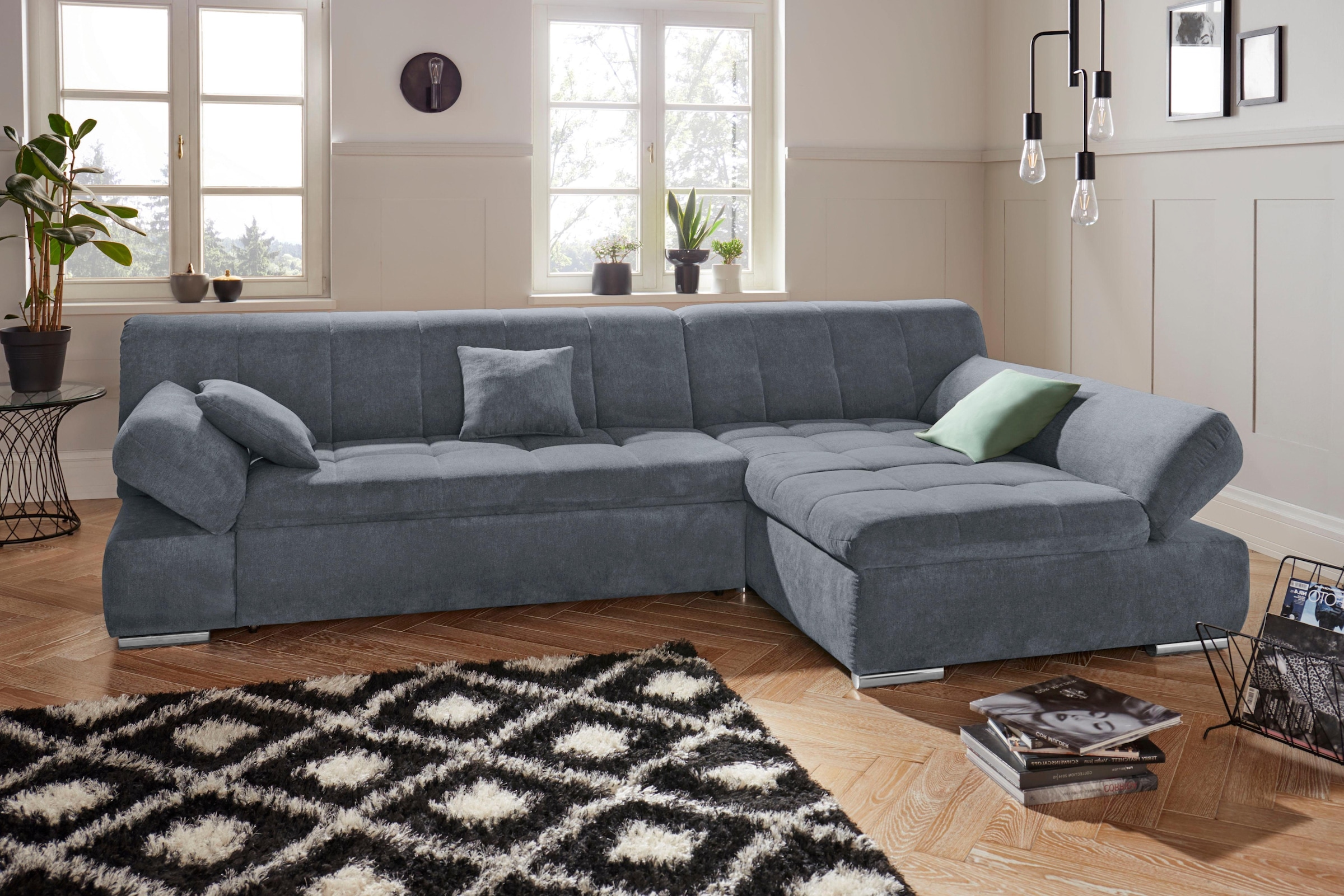 DOMO collection "MONA 297x173 cm, modern & komfortabel, optional mit Komfortfunktionen" whlw. mit Bettfunktion, L-Form