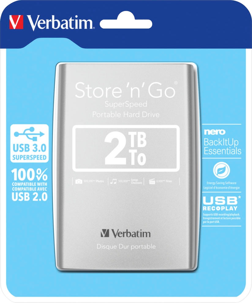 Verbatim externe HDD-Festplatte »Store 'n' Go USB 3.0«, Anschluss USB 3.0-USB 2.0