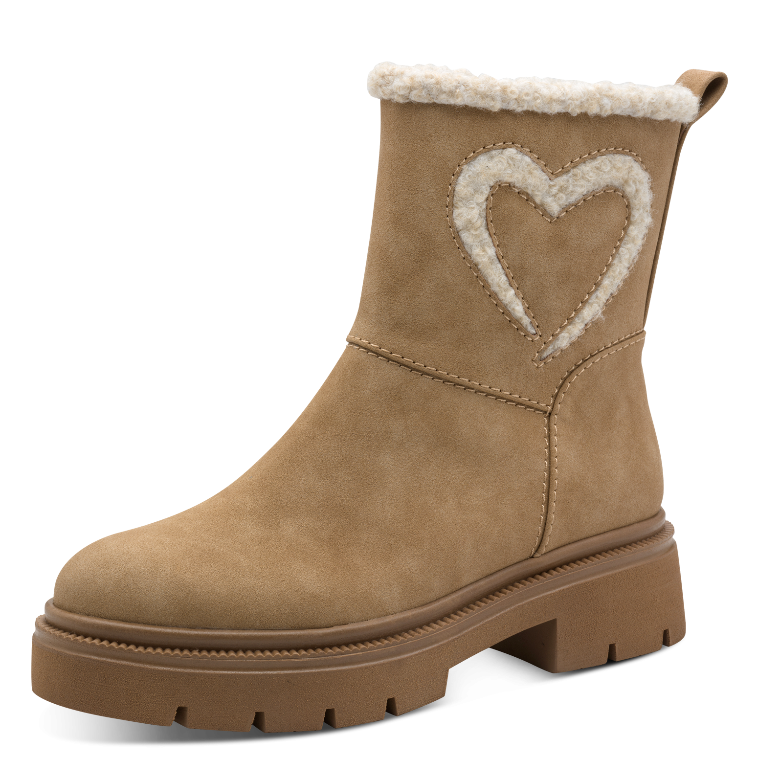 MARCO TOZZI Winterboots, Blockabsatz, Stiefelette mit Teddy-Herzapplikation günstig online kaufen