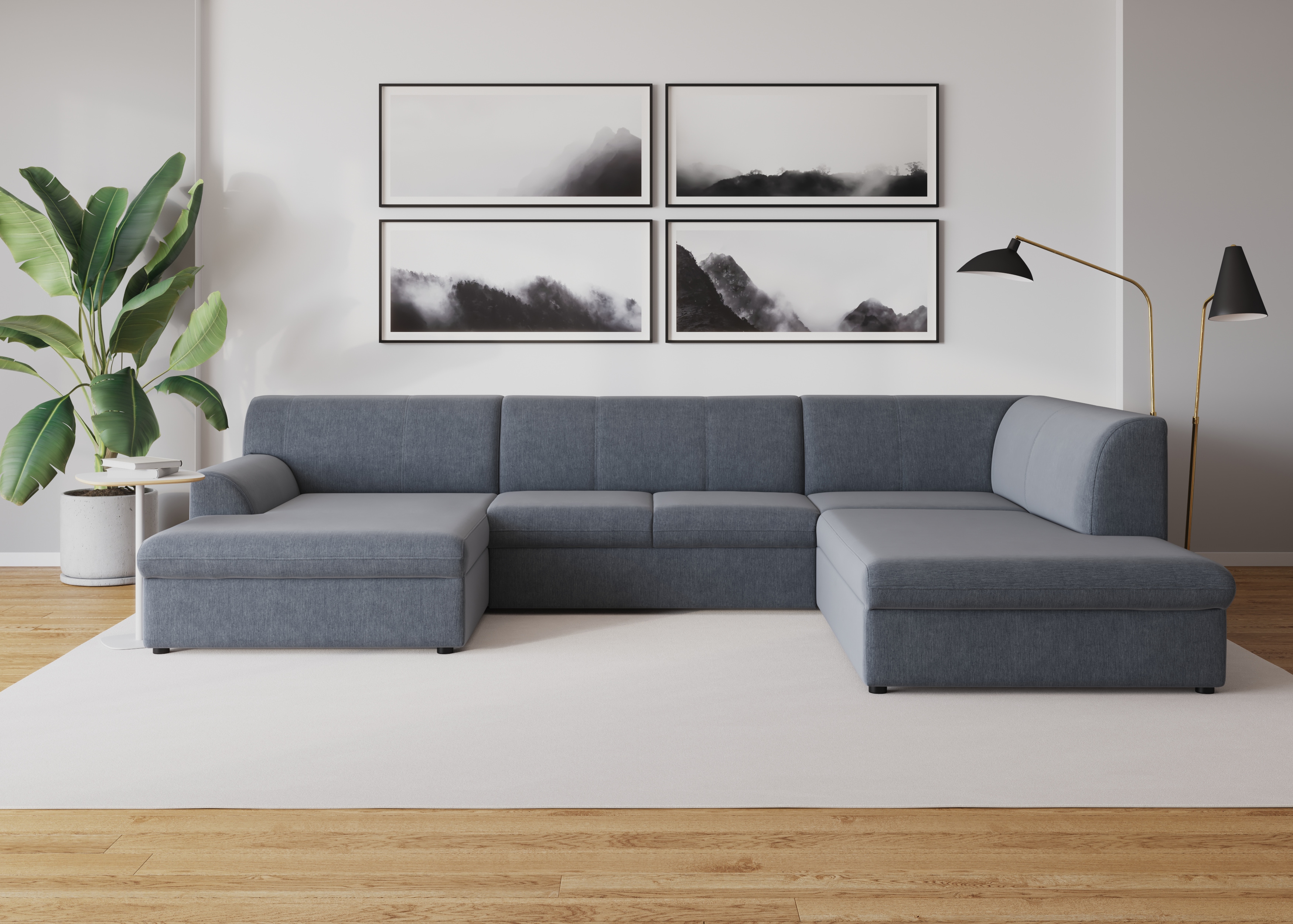 DOMO collection Wohnlandschaft "Topper, elegant und zeitlos, komfortabel, U-Form" wahlweise mit Bettfunktion
