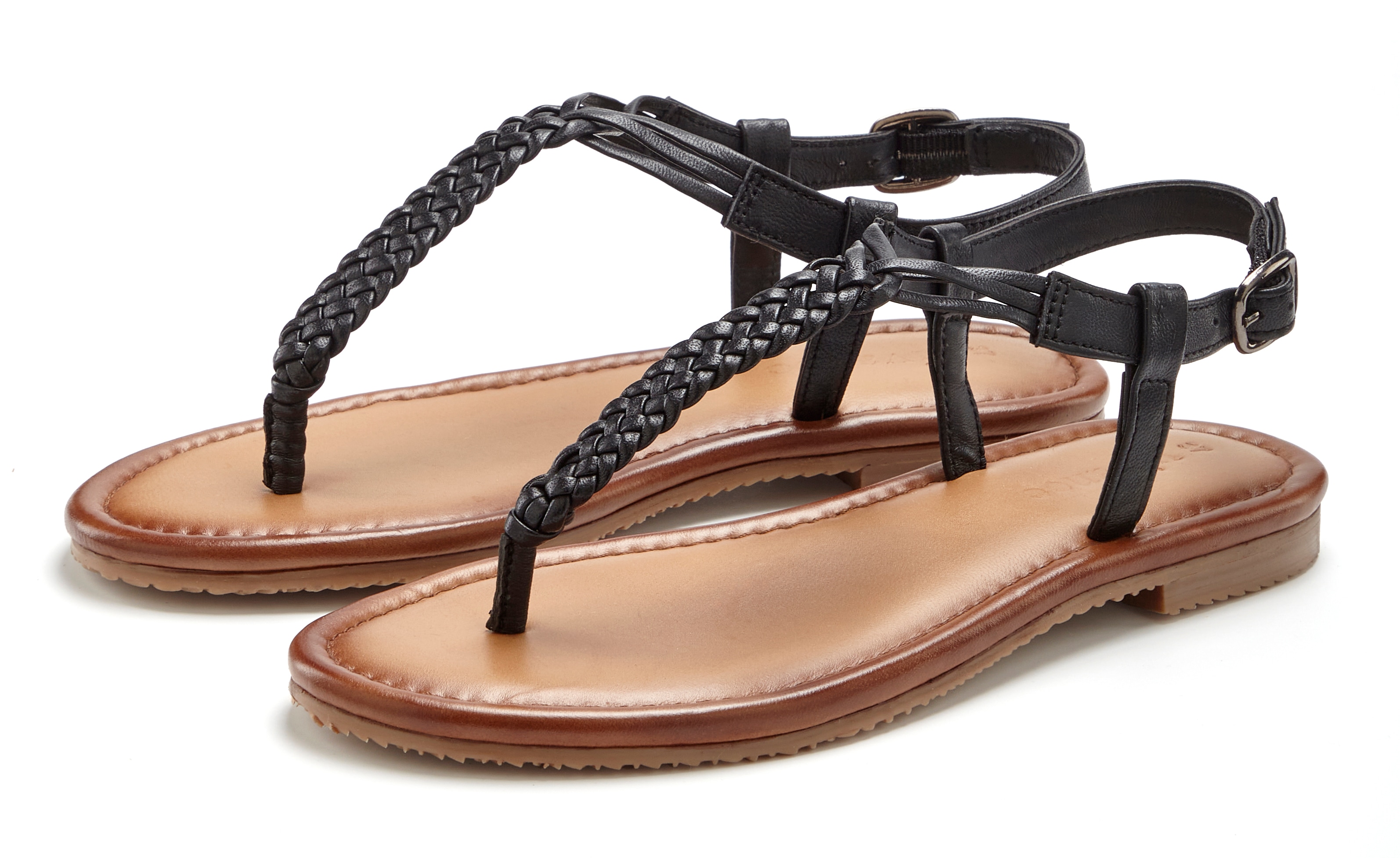 Vivance Zehentrenner "Sandalette, Sommerschuh, Sandale, Ledersandale," NEU aus Leder mit Flecht-Optik