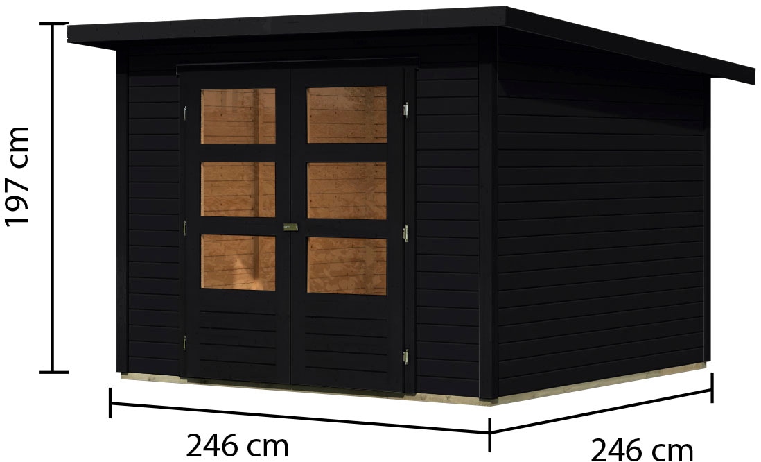 Karibu Gartenhaus »»Stockach 4« schwarz, aus Fichte«, aus Fichtenholz, lakiert