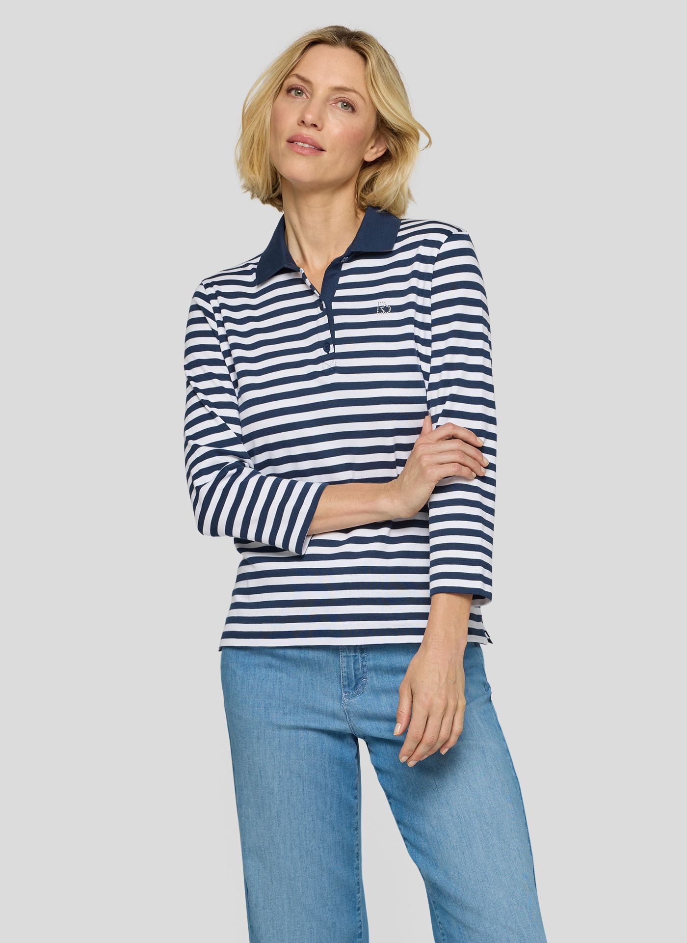 Print-Shirt RABE "T-Shirt", Damen, Gr. 38, dunkelblau, 100%Baumwolle, geringelt, tailliert, Shirts