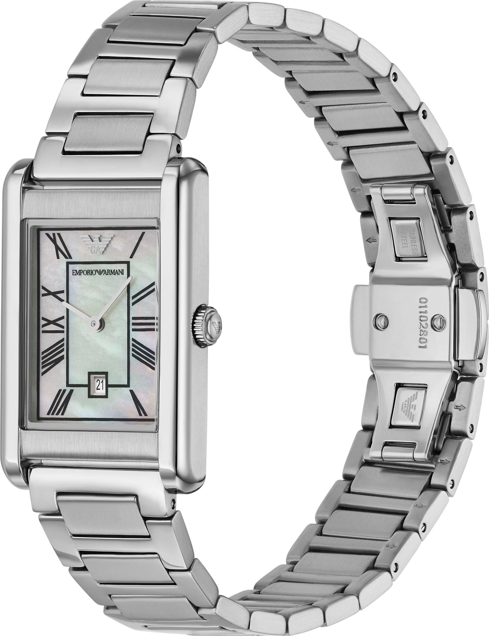 Emporio Armani Quarzuhr, Armbanduhr, Damenuhr, Herrenuhr, Edelstahlarmband, analog, Tag