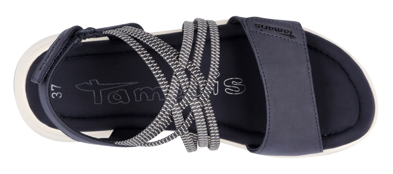 Tamaris Keilsandalette, Plateau, Bequemschuh, Sandale mit elastischen, überkreuzten Riemchen