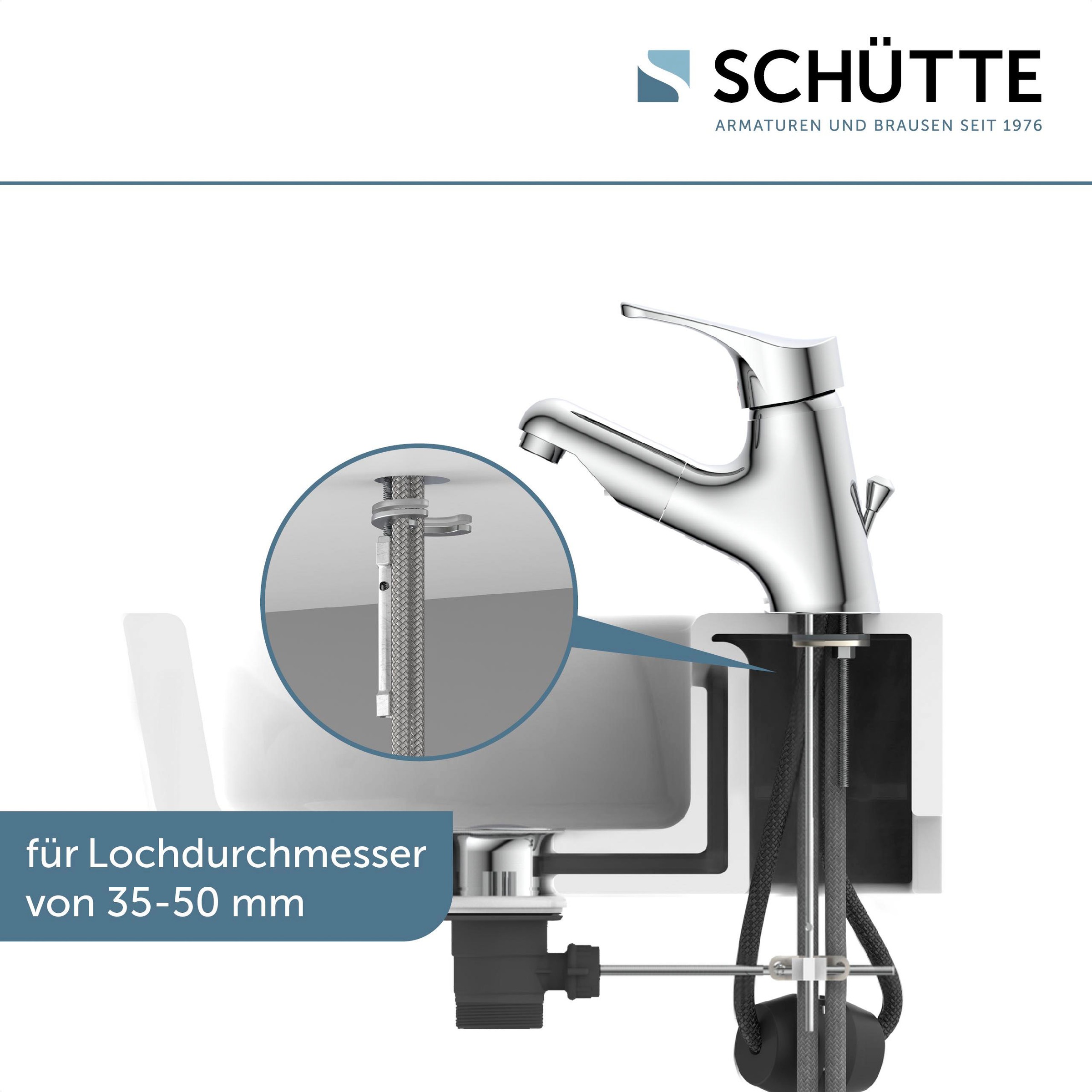 Schütte Waschtischarmatur "Attica" Set, mit herausziehbarer Brause und Zugstange, Wasserhahn, Mischbatterie