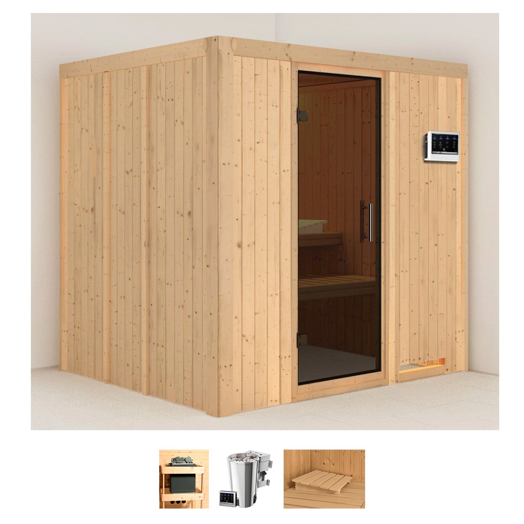 Karibu Pirtis »Dima« (Set) 36-kW-Bio-Plug & P...
