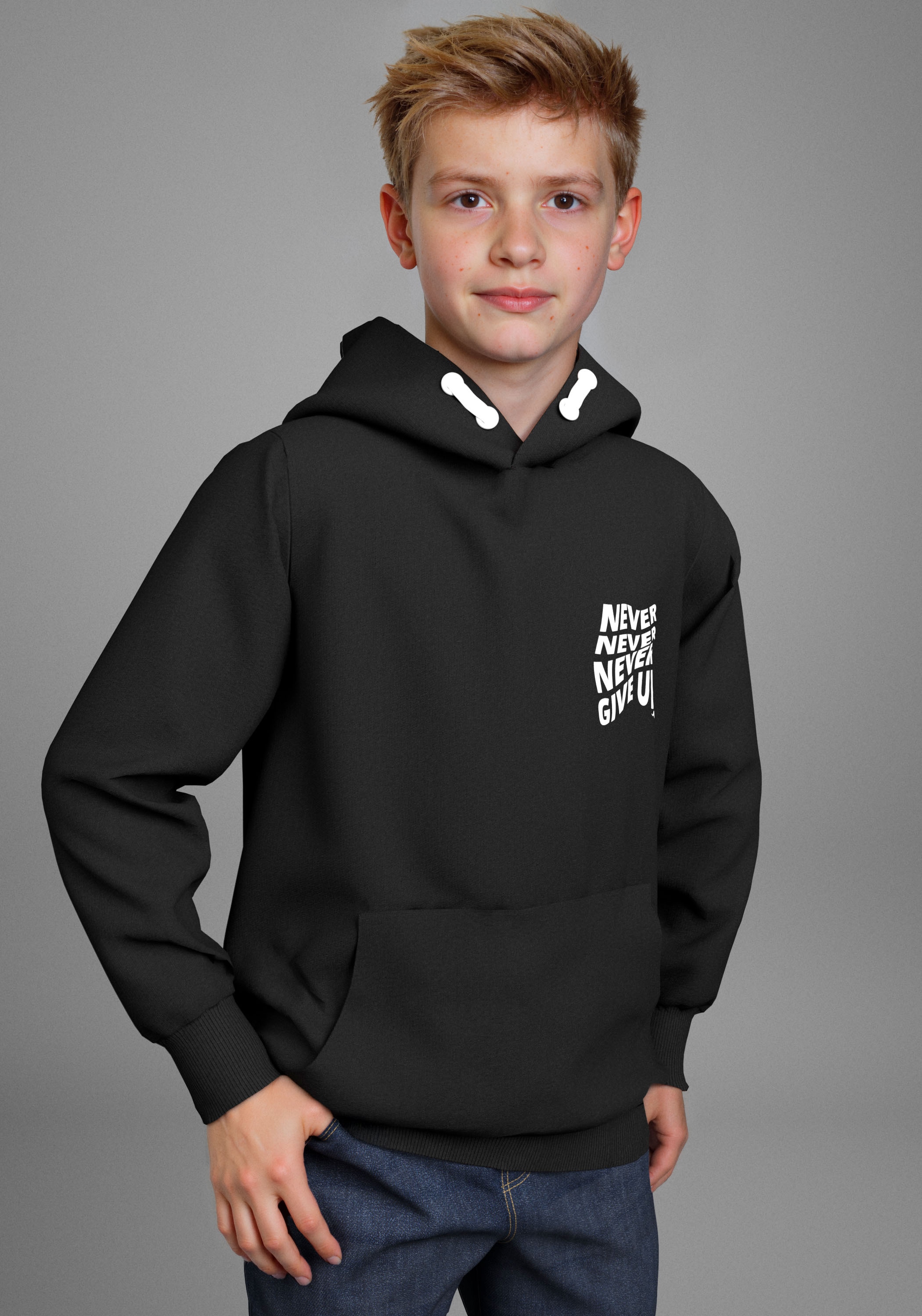 KangaROOS Kapuzensweatshirt »NEVER GIVE UP«, Sweatshirt mit großem Rückendruck