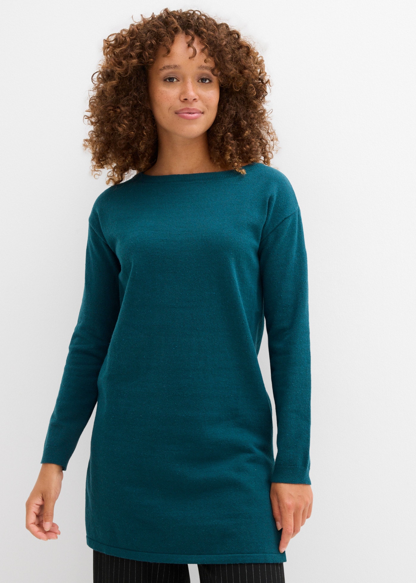 bonprix Longpullover lässig geschnitten, aus Baumwolle, Polyester und Polyamid