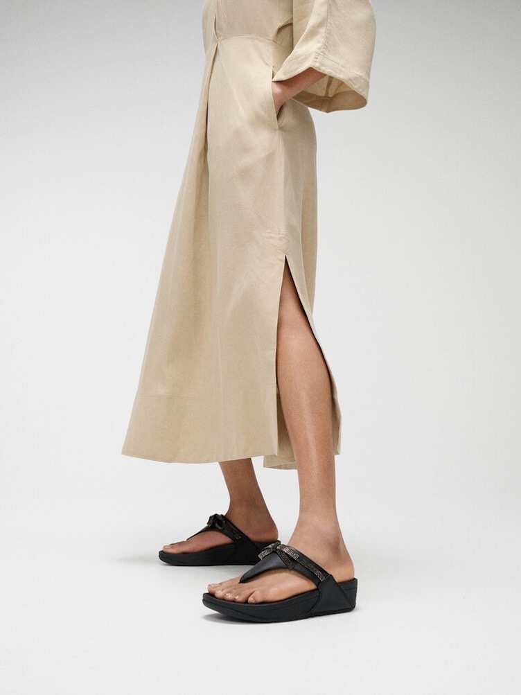 Fitflop Zehentrenner »LULU GLITZ BOW«, Slides, Badeschuh mit Glitter