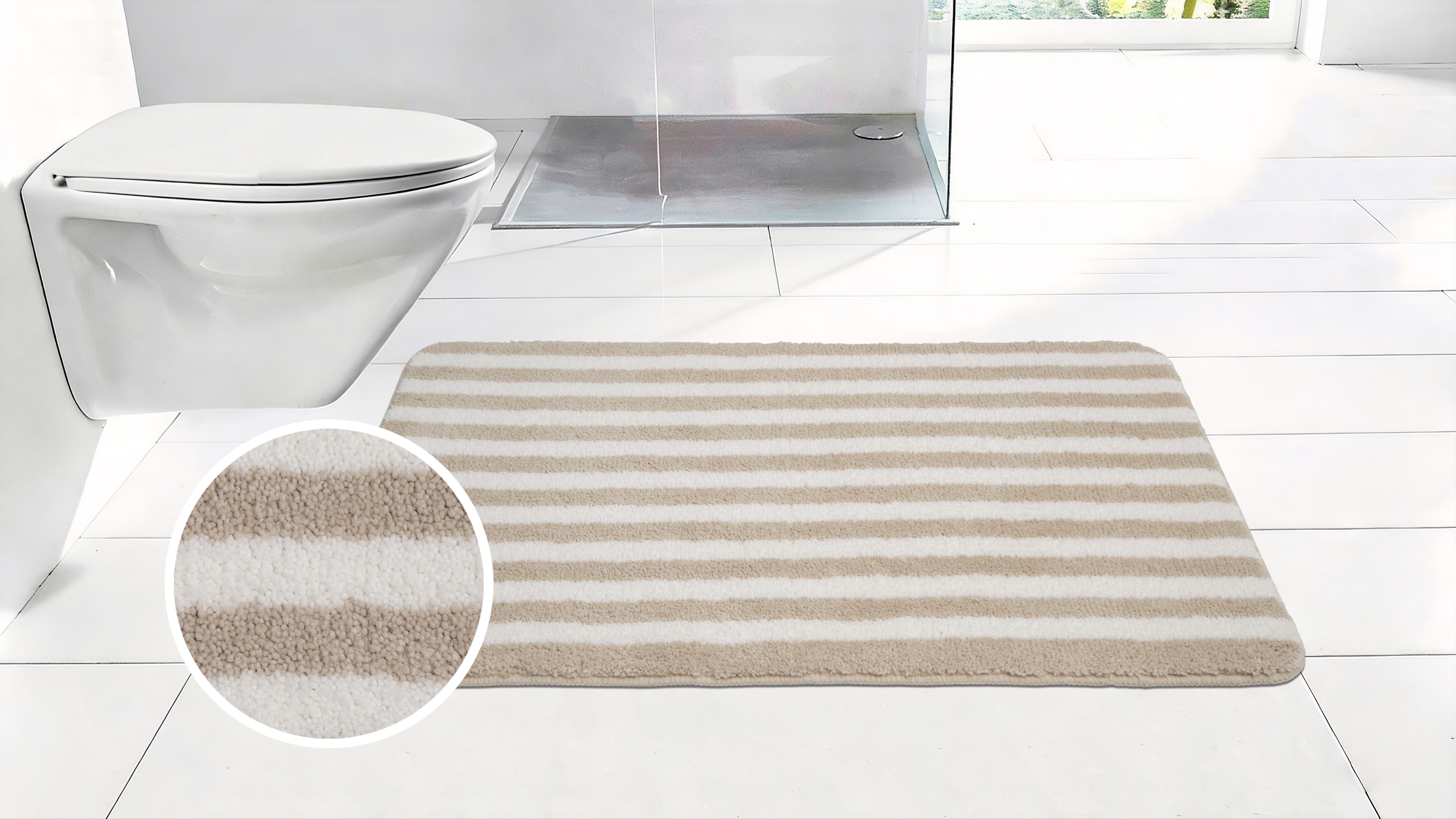 OTTO home Badematte "Streifen, Jannika, Badvorleger, Badezimmer Teppich" Höhe 12 mm rutschhemmend beschichtet fußbodenheizungsgeeignet schnell trocknend Scandi, modern, gestreift, Badteppich, Badematten