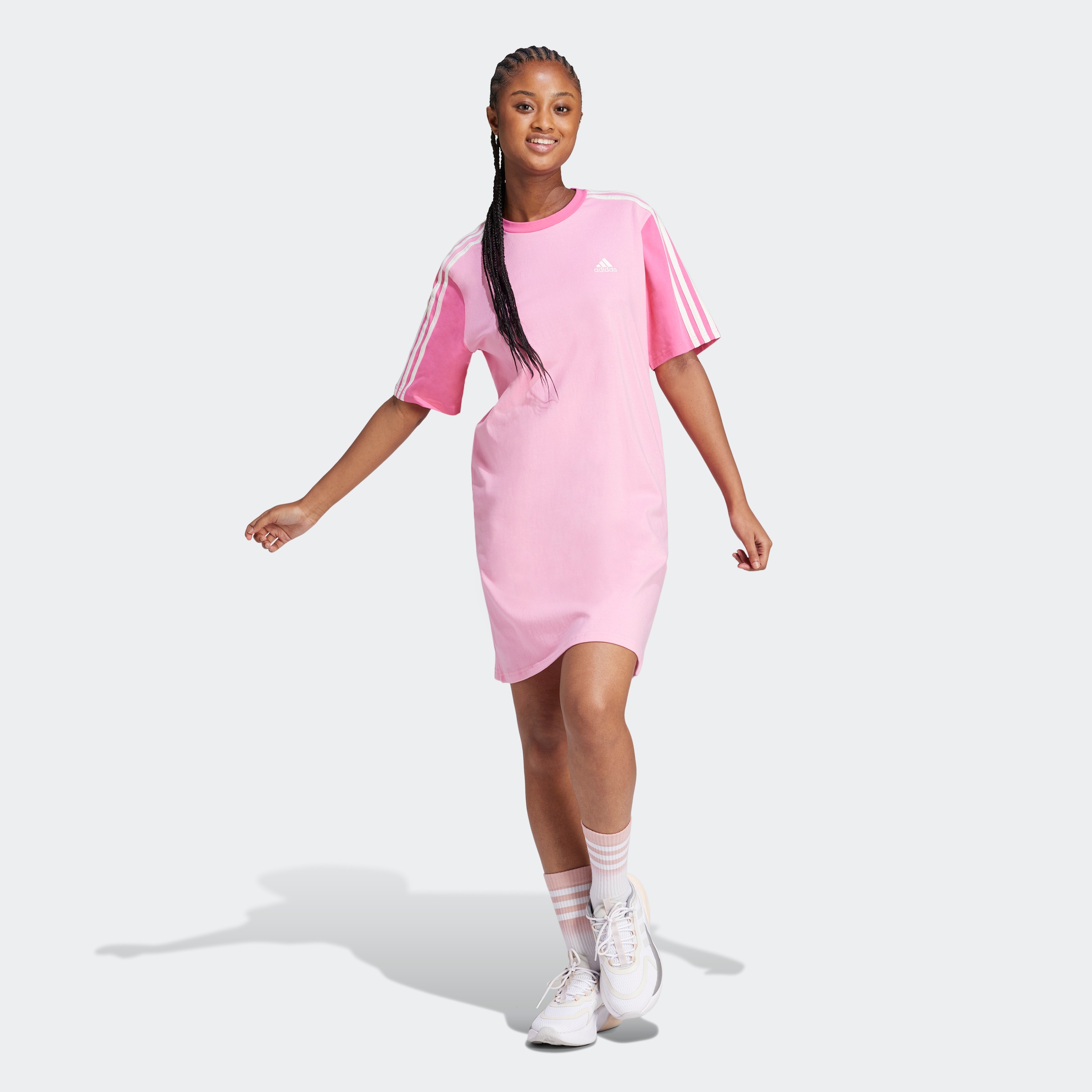 Adidas pink t shirt dress hotsell