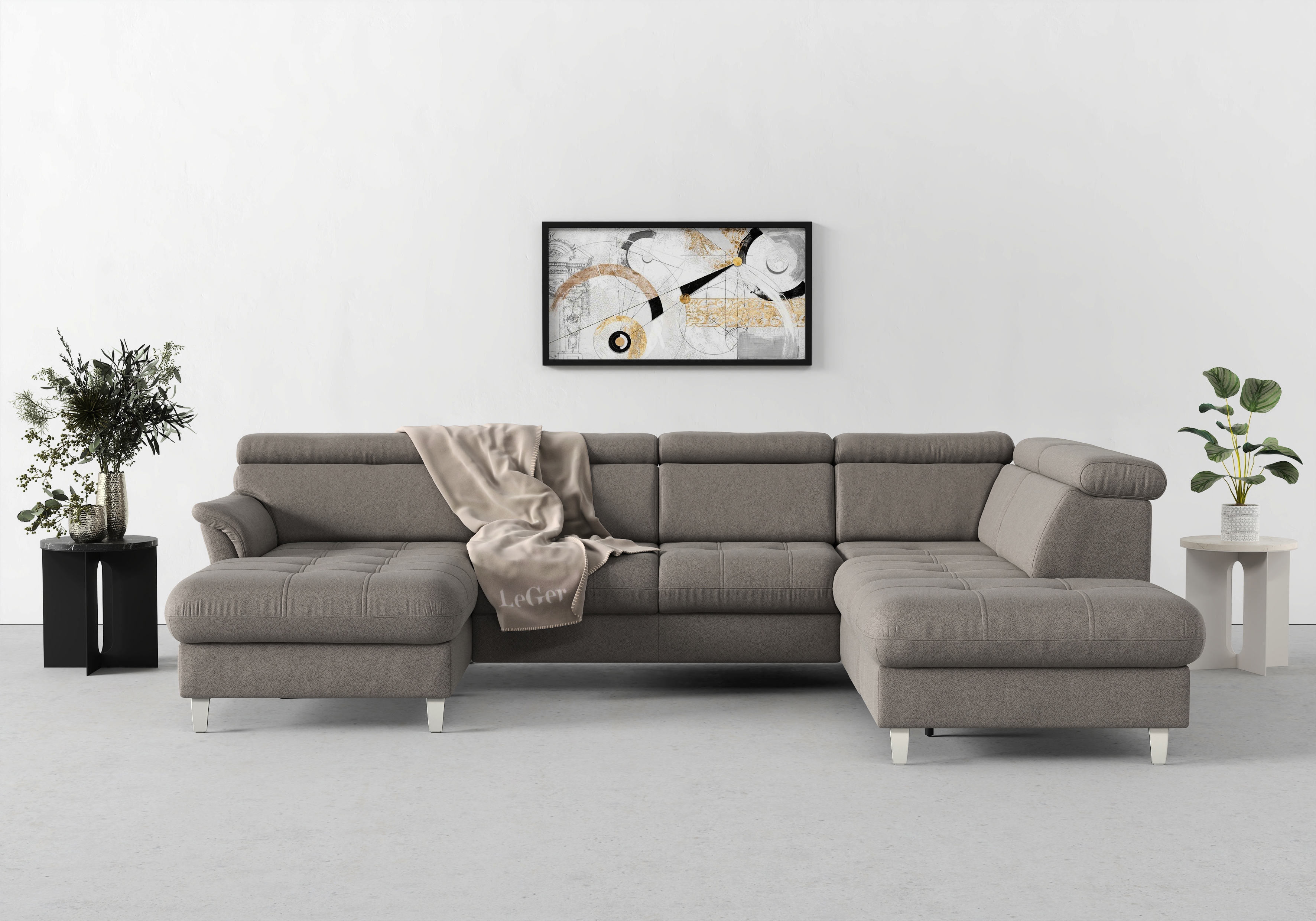 sit&more Wohnlandschaft "Marano U-Form" inklusive Kopfteilverstellung, optional Schlaffunktion & Bettkasten