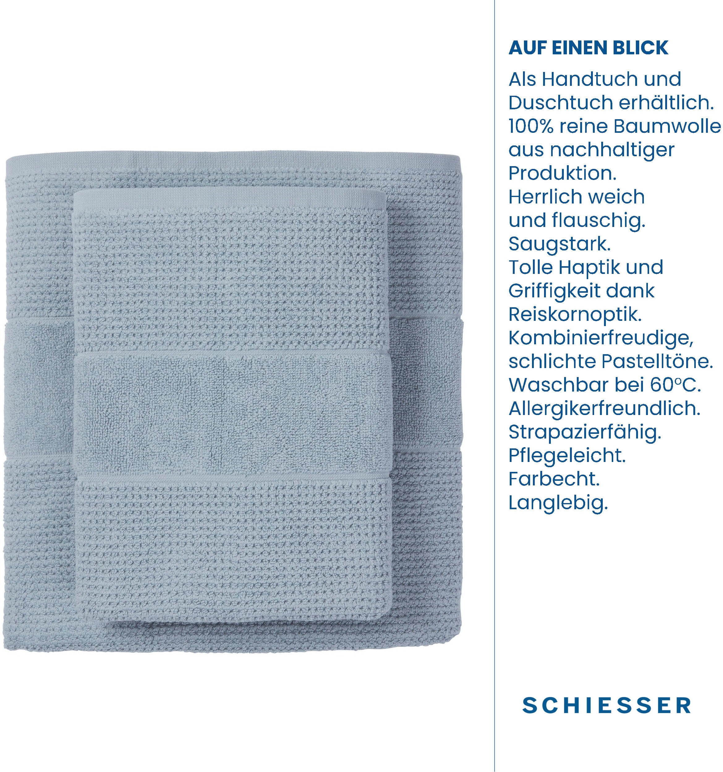 Schiesser Handtücher »Schiesser Handtücher Turin | 100% im 4er Baumwolle«, aus St.), (4 Set BAUR Reiskorn-Optik