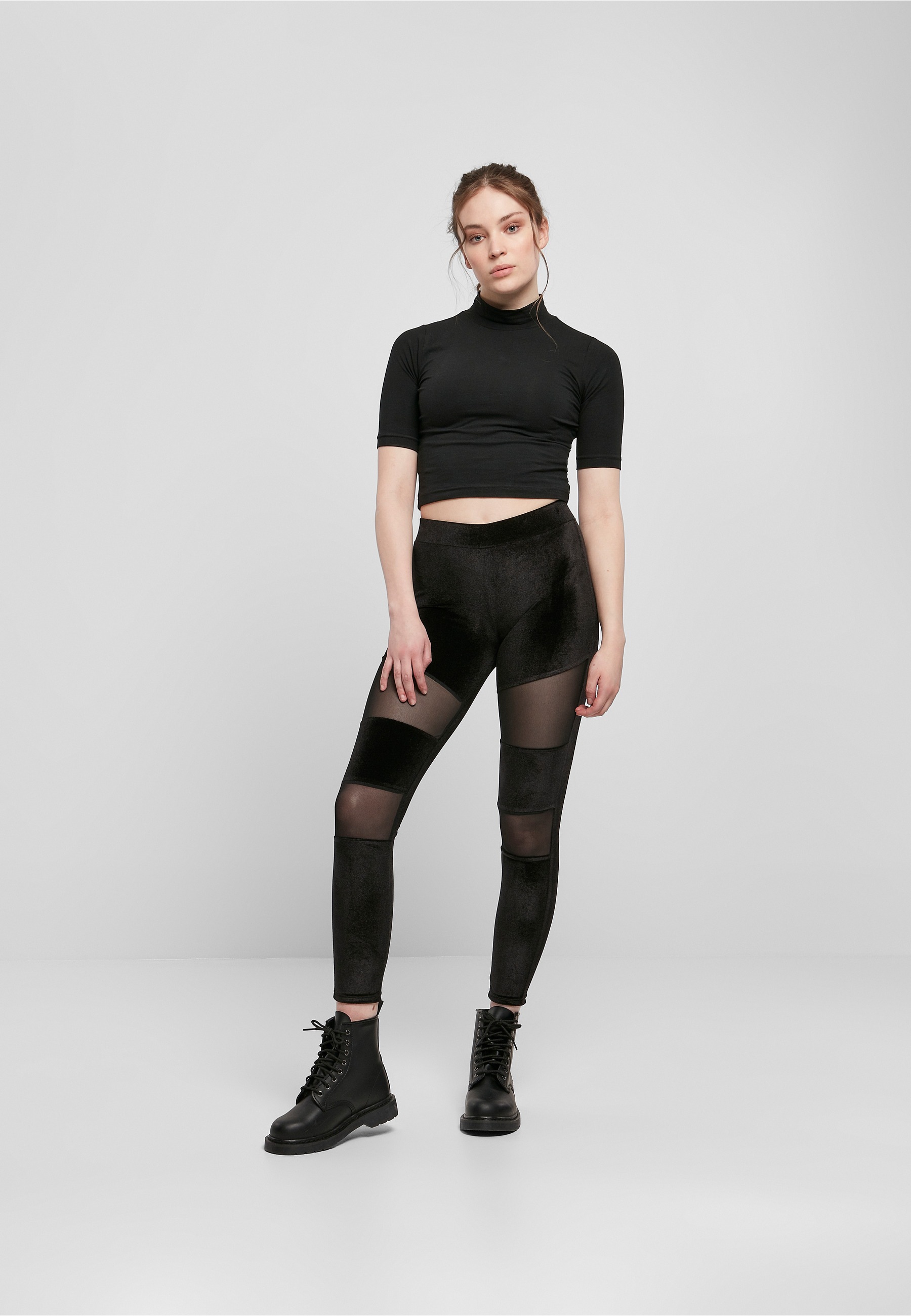 URBAN CLASSICS Leggings »Urban Classics Damen Ladies Velvet Tech Mesh Leggings«